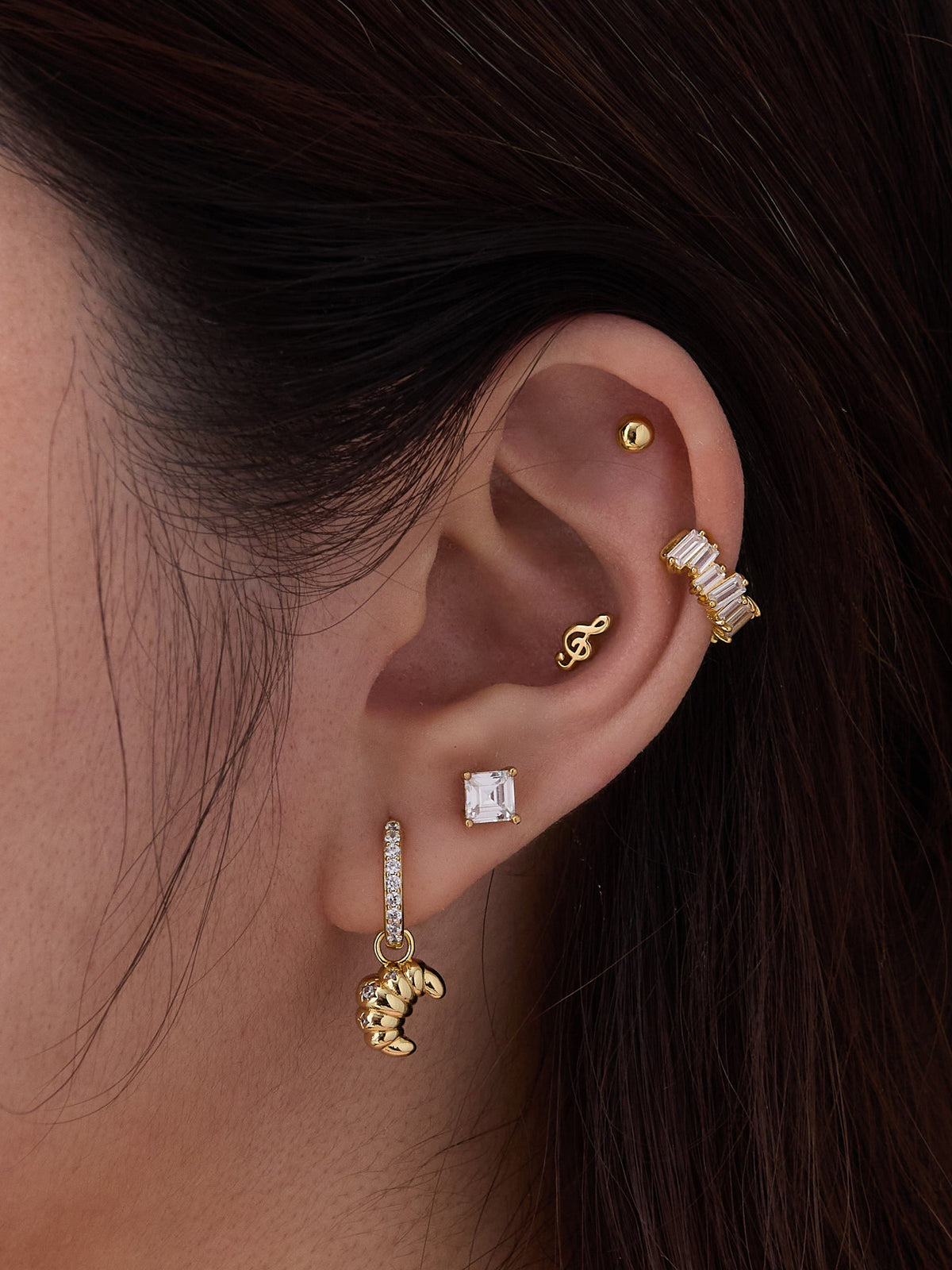 Jagged Baguette Gold 9mm Ear Cuff