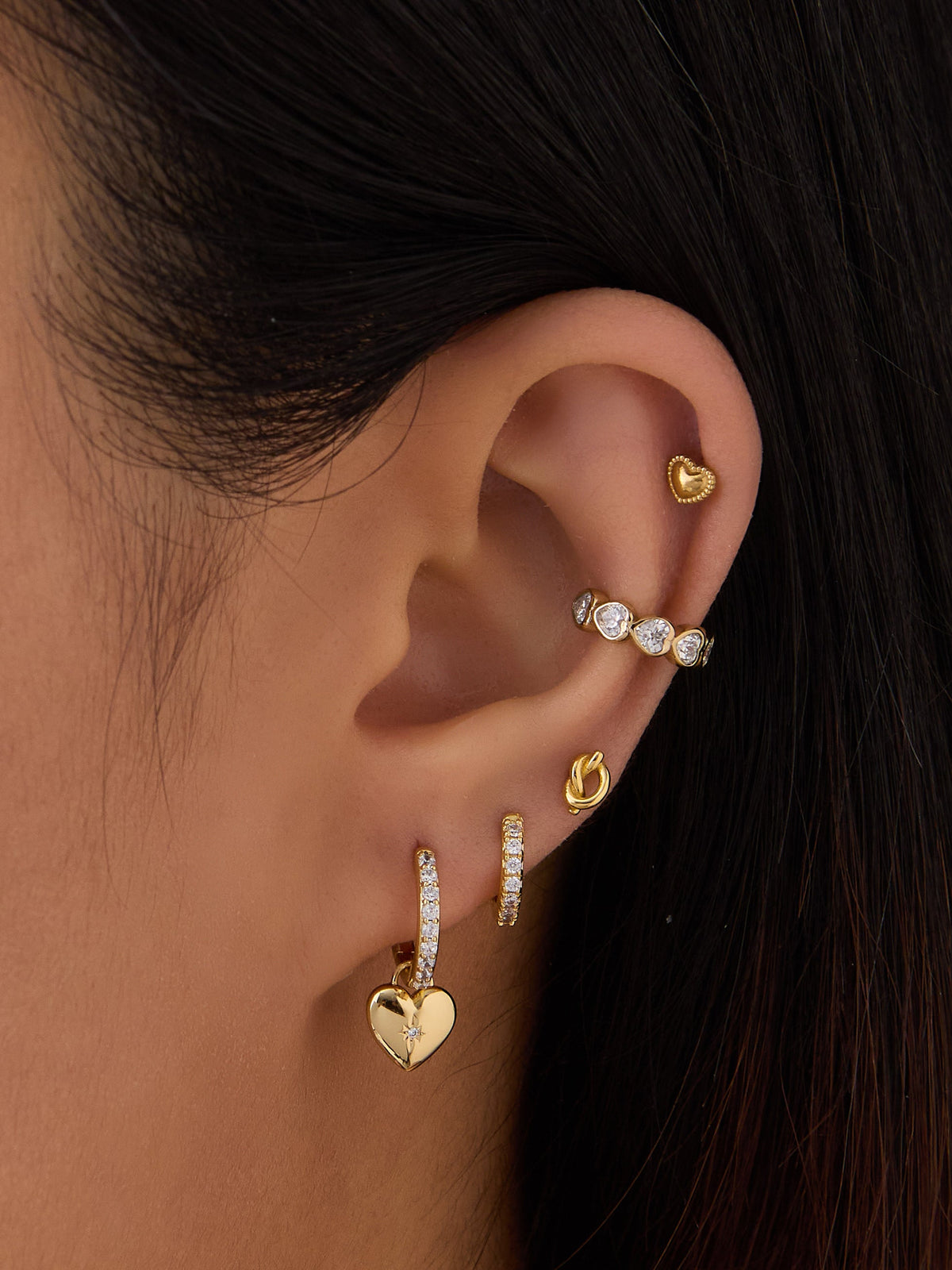 Love Knot Gold Flat Back Earring