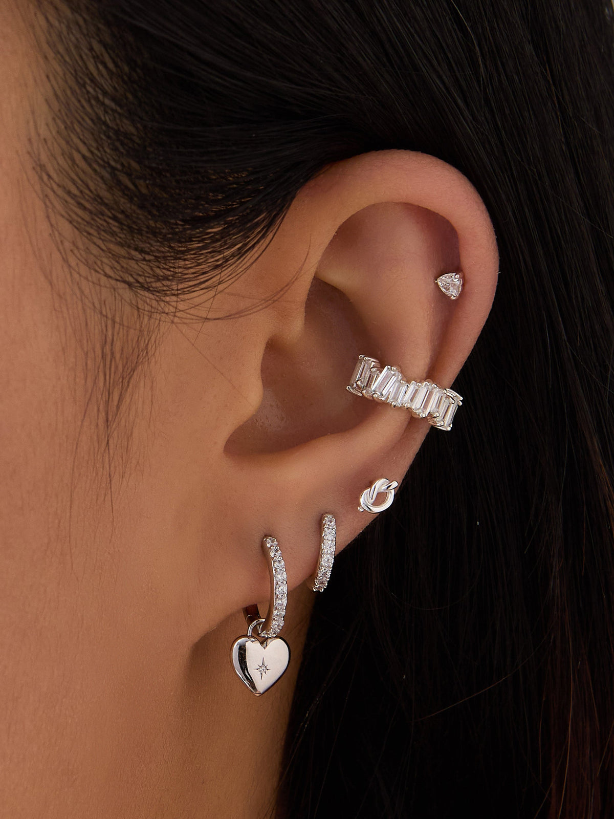 Love Knot Silver Flat Back Earring