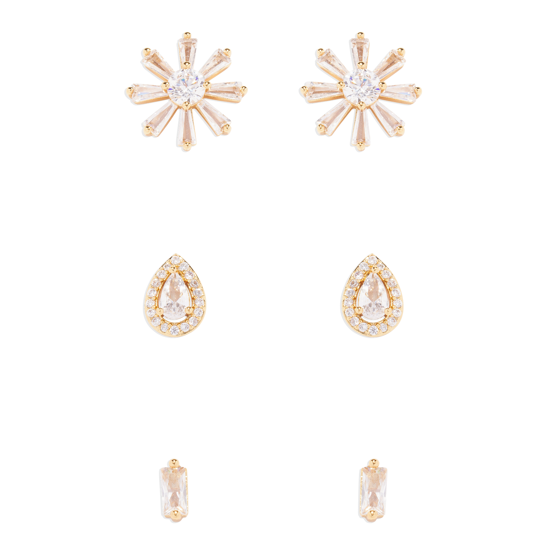 Crystal Stud Trio Set