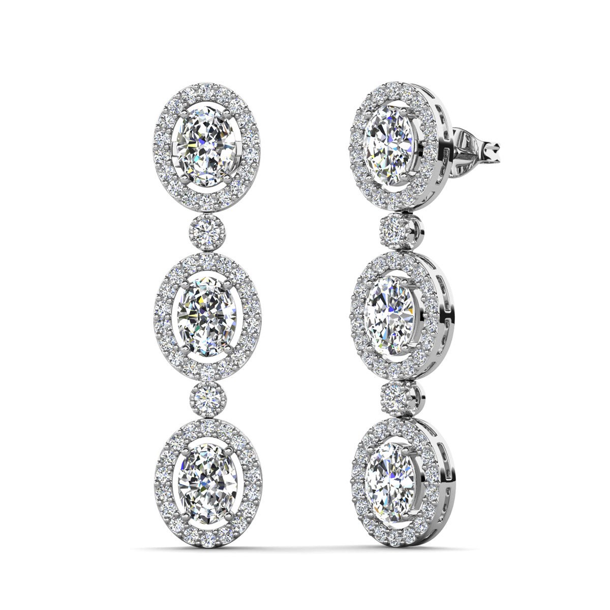 Lorraine 18k White Gold Plated Dangle Earrings with Simulated Diamond Crystals