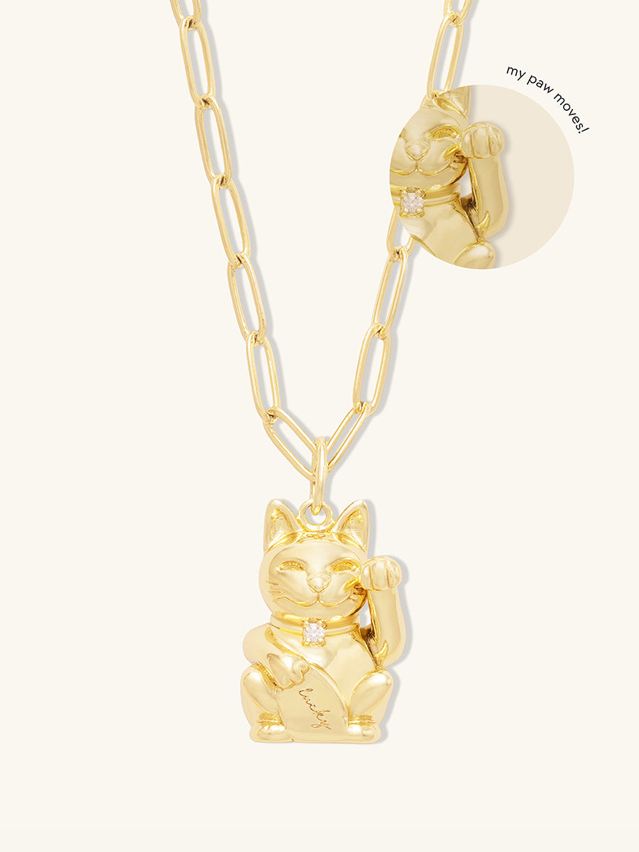 Lucky Cat Gold Necklace
