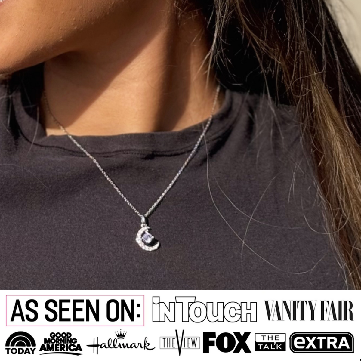 Luna November Birthstone Citrine Necklace 18k White Gold Plated Crescent Pendant Necklace with Round Cut Swarovski Crystals