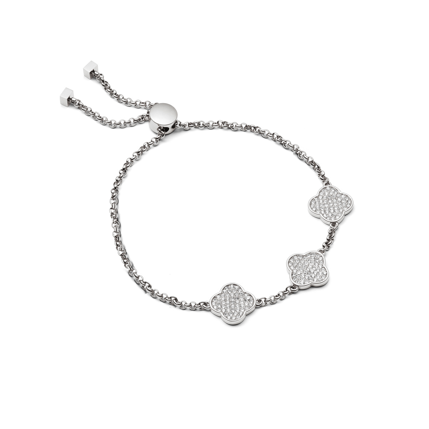 Shimmer Pavé Clover Bracelet (Silver)