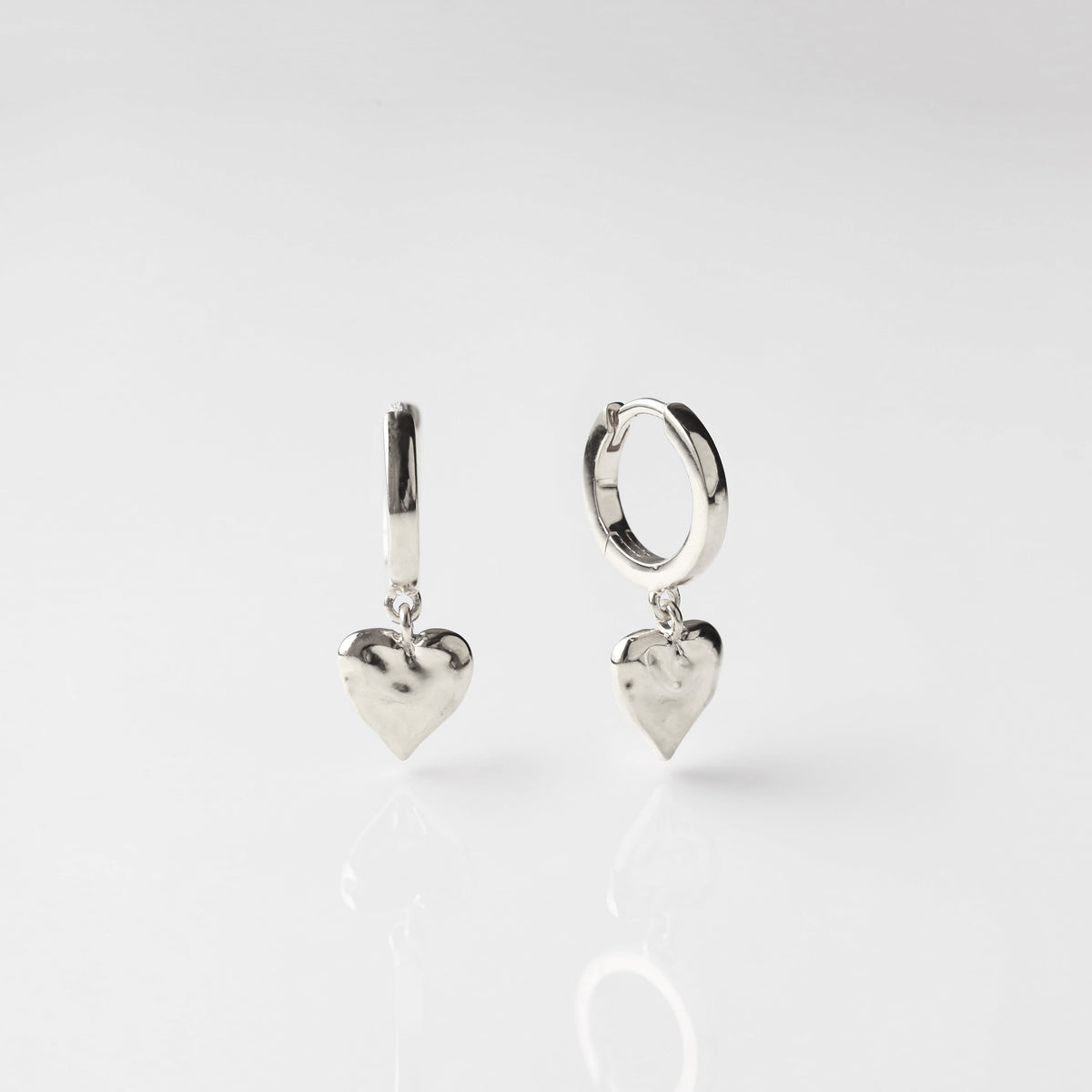 Loveheart Drop Huggie Hoop Earrings