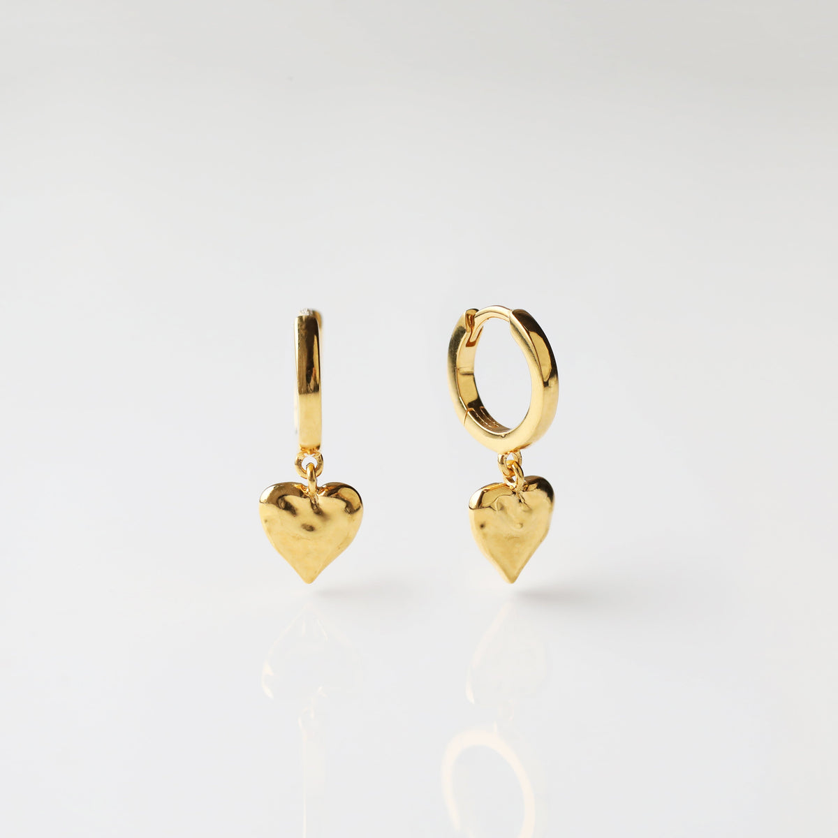 Loveheart Drop Huggie Hoop Earrings