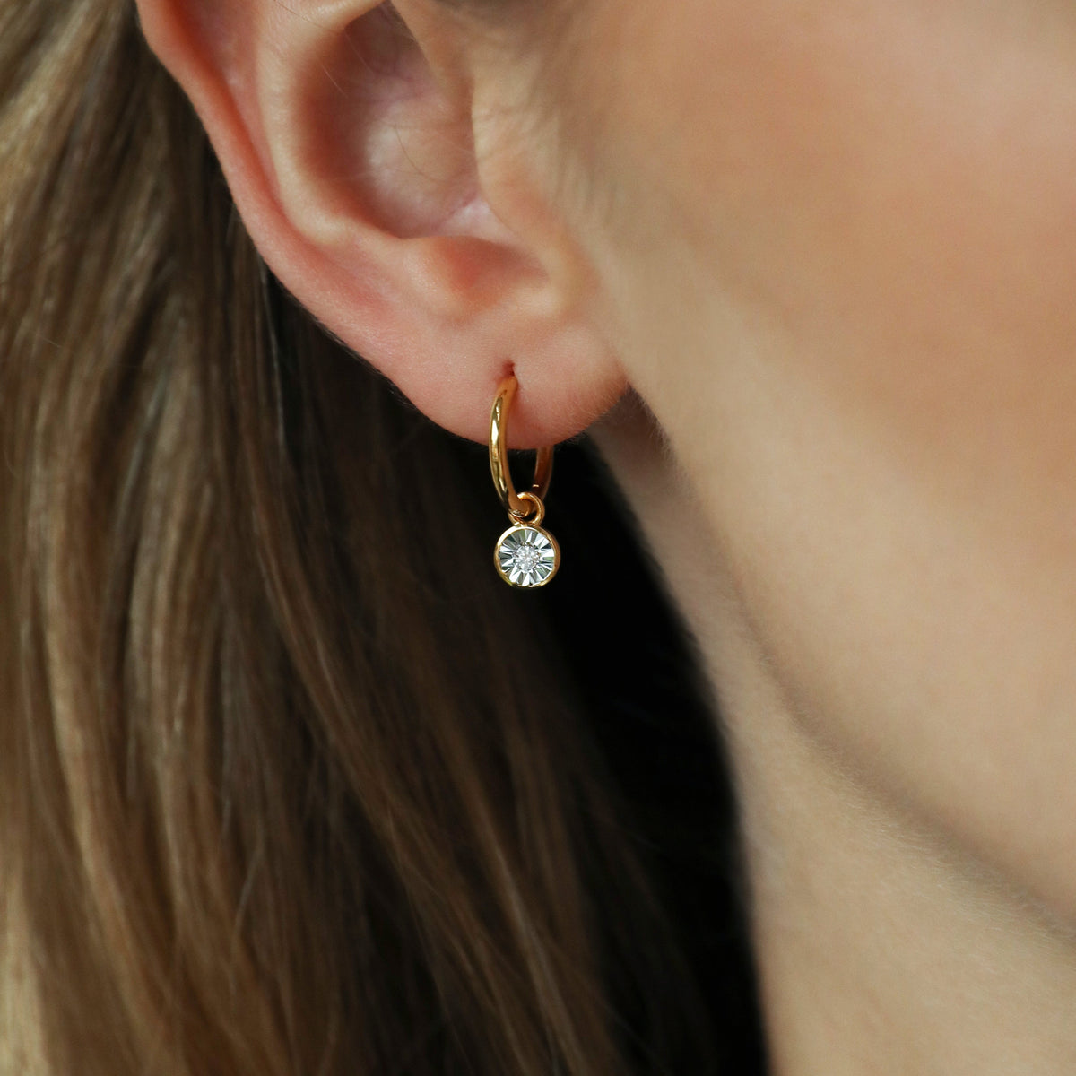 Mirabella Diamond Drop Hoop Earrings
