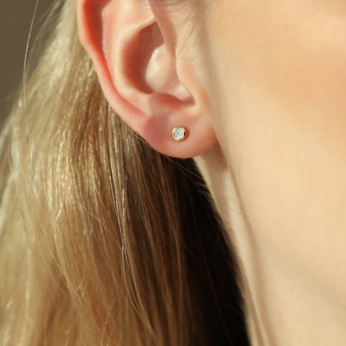 Celeste Bezel Set Diamond Stud Earrings