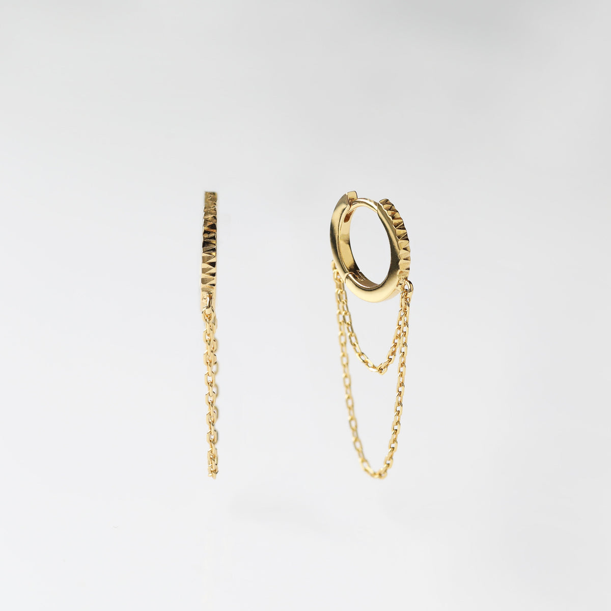 Diamond Cut Chain Huggie Hoops