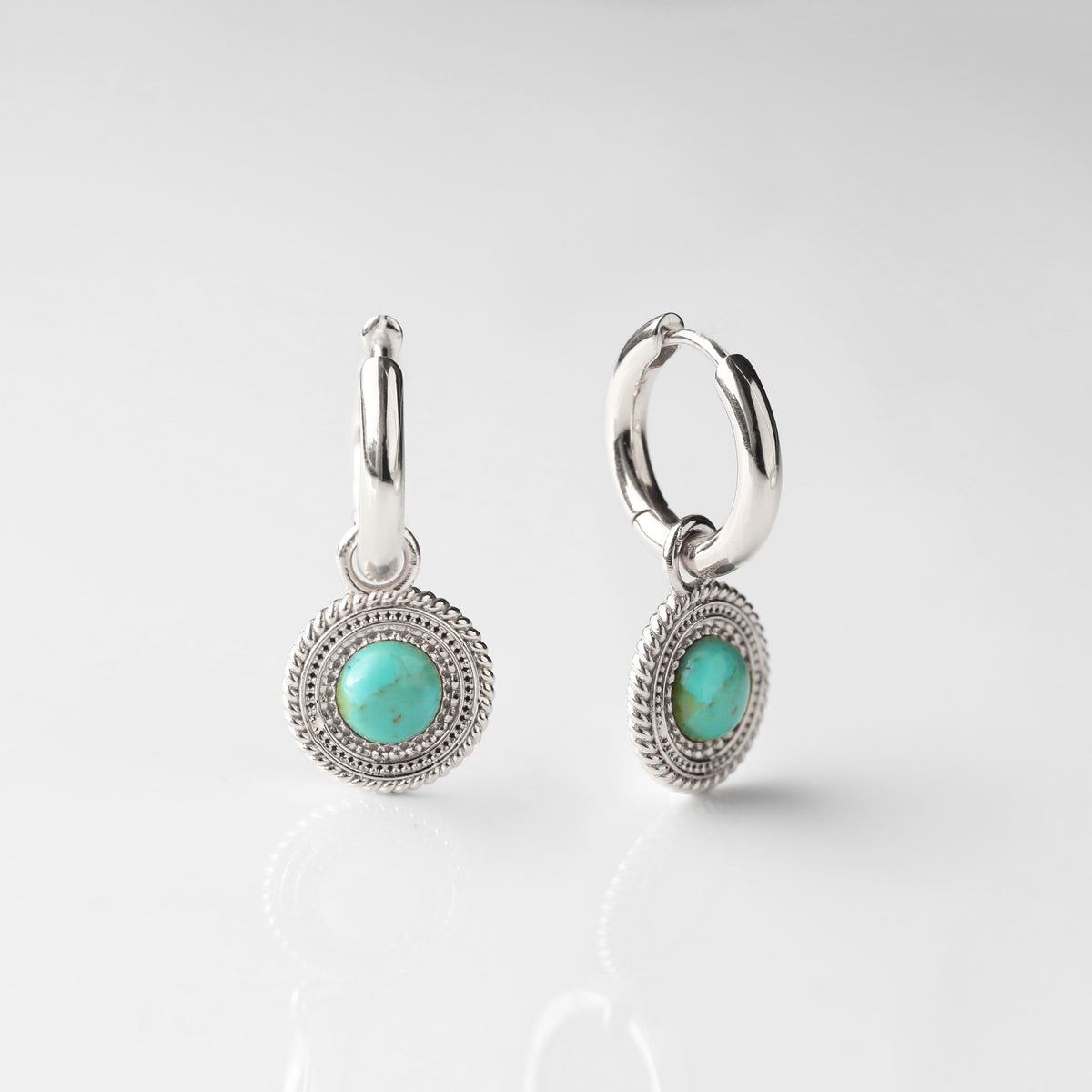 Turquoise Coin Hoop Earrings