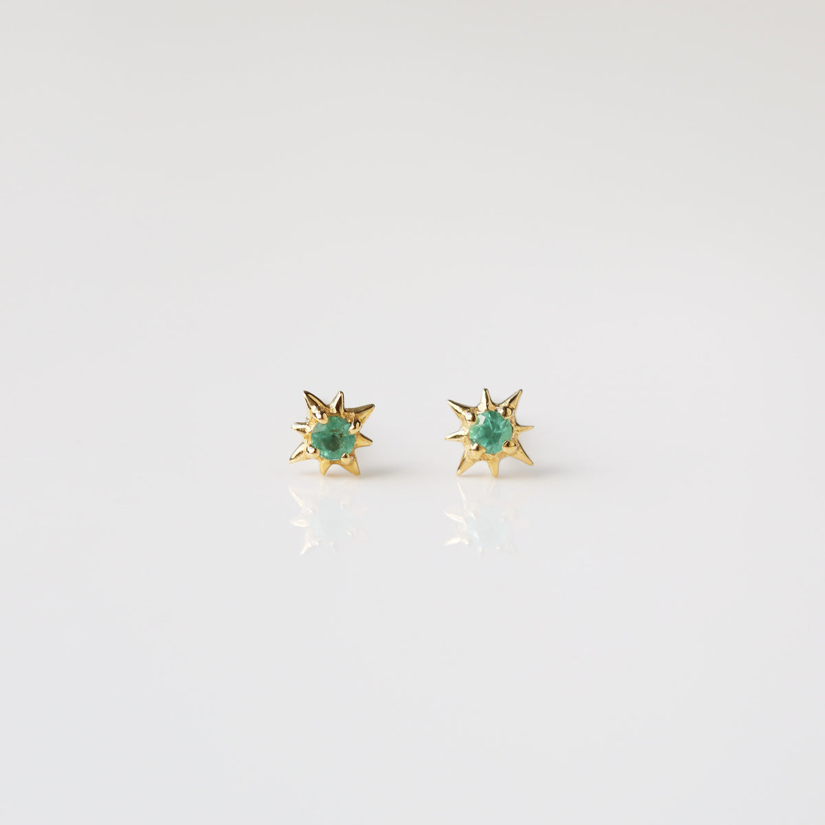 Dainty Emerald Star Stud Earrings