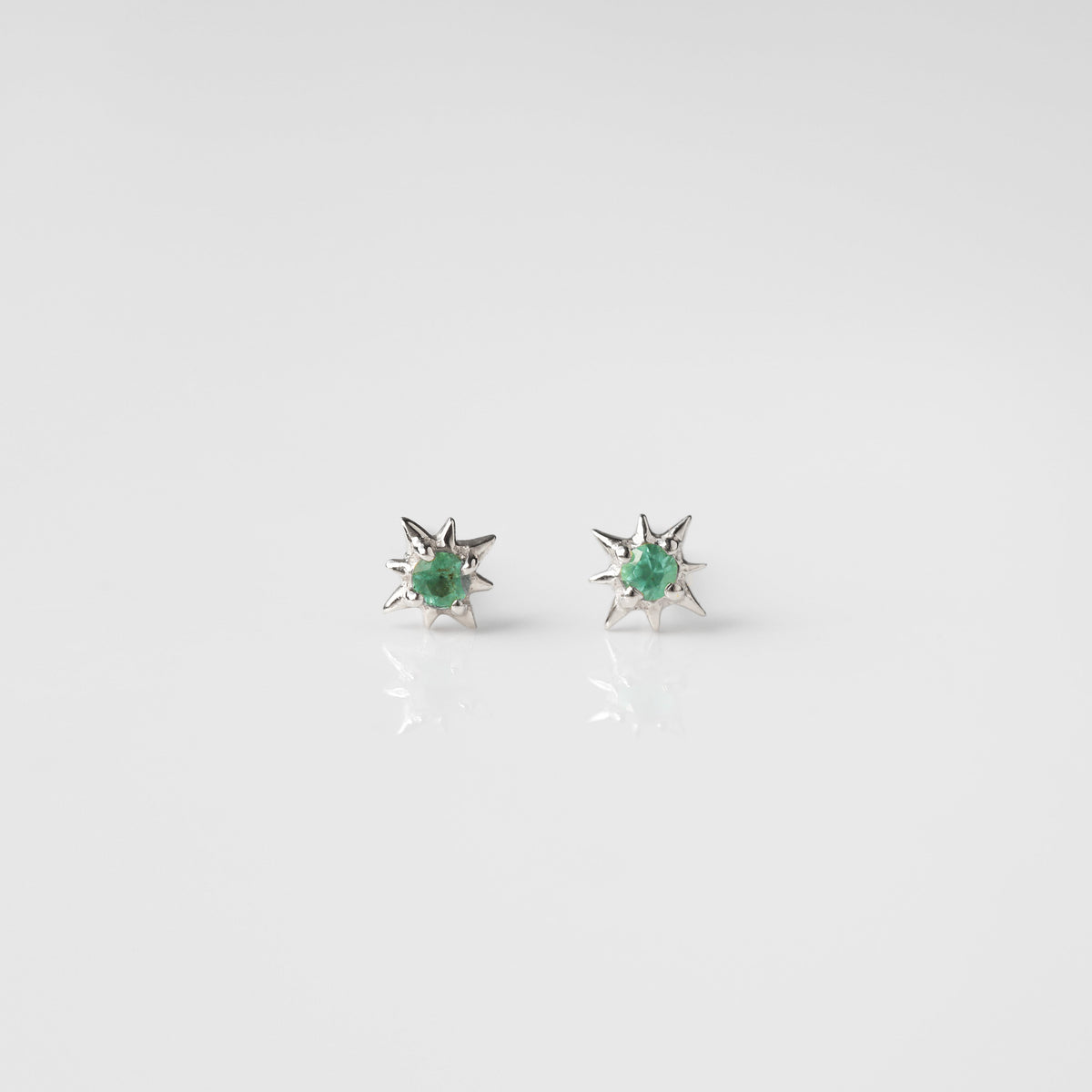 Dainty Emerald Star Stud Earrings