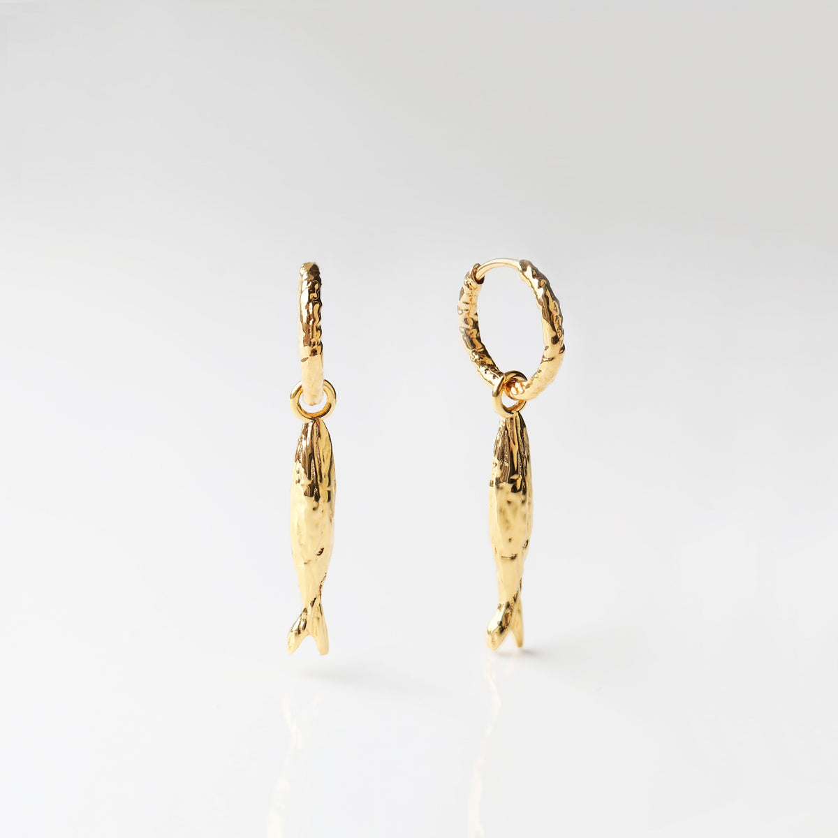 Molten Fish Drop Hoop Earrings