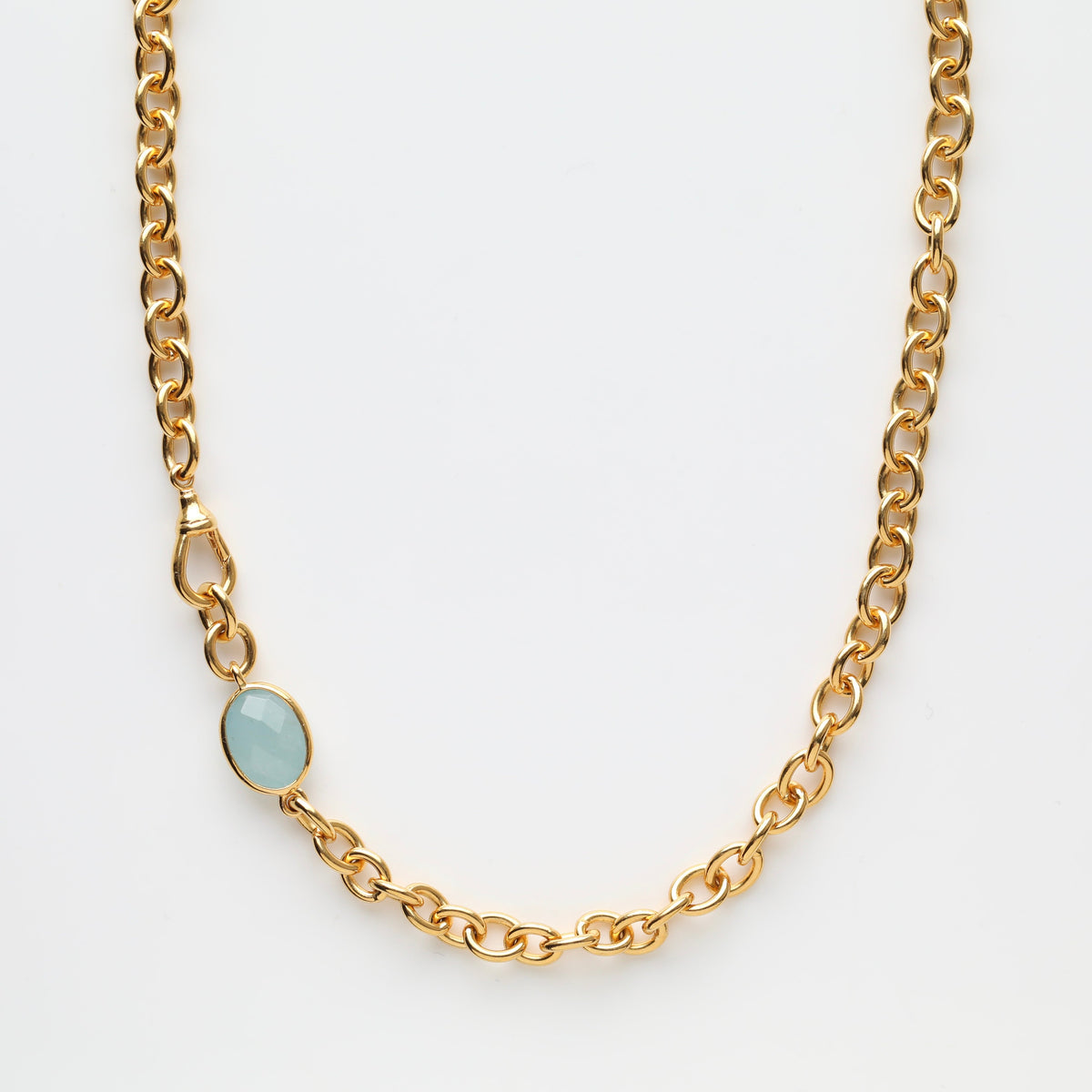 Luxe Aquamarine Albert Chain Necklace