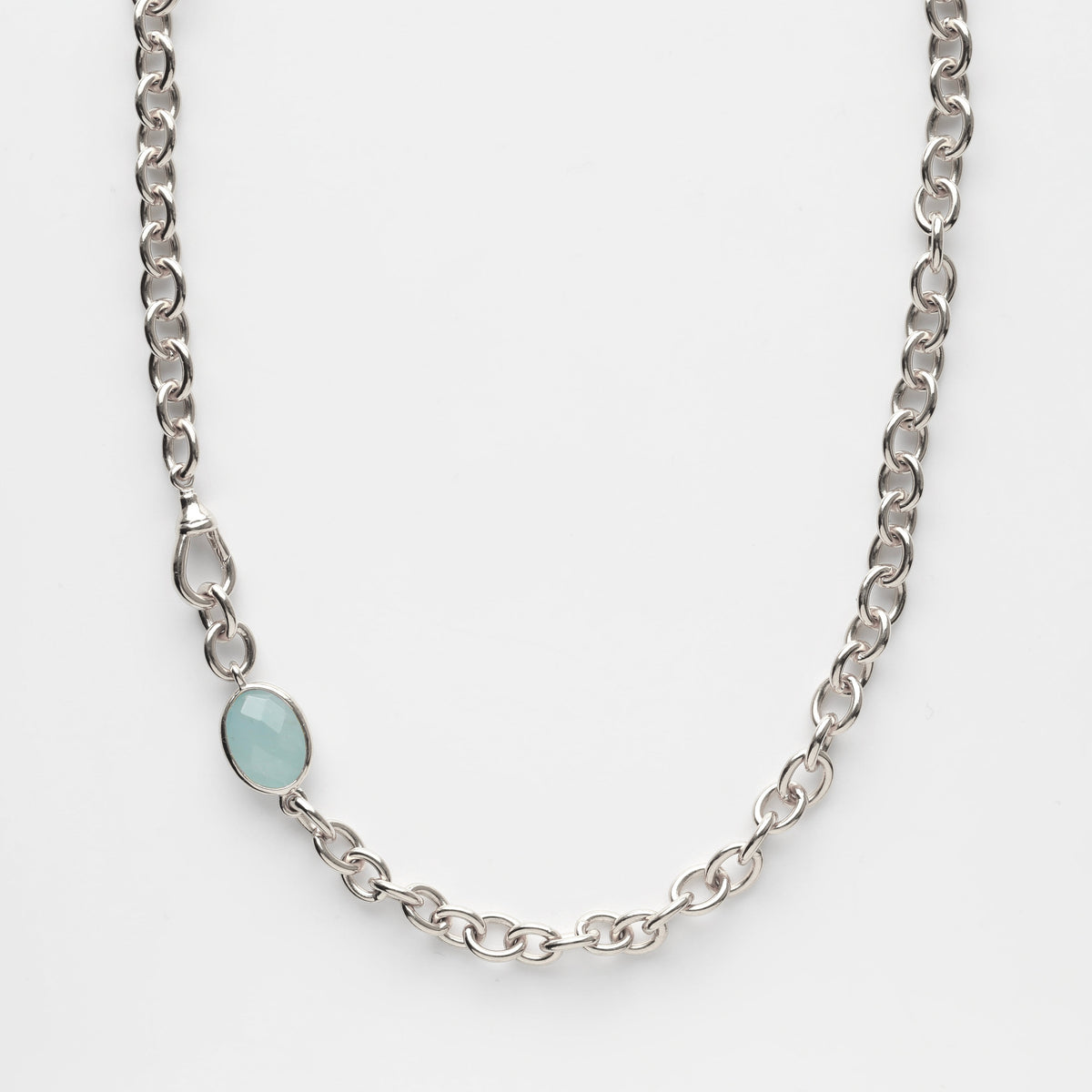 Luxe Aquamarine Albert Chain Necklace