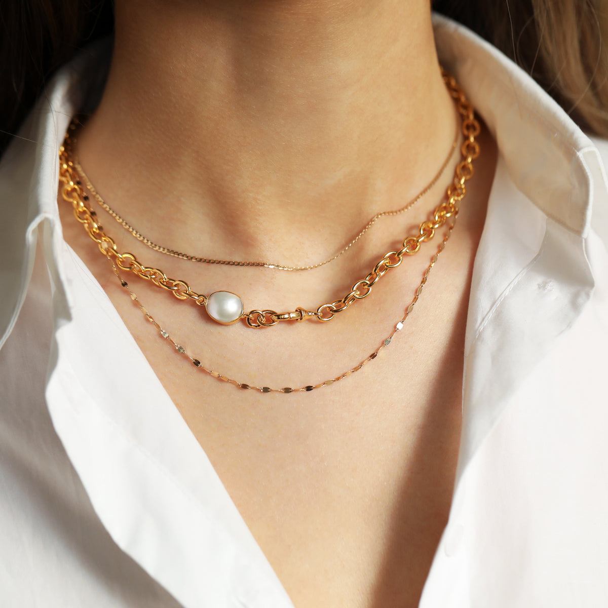 Luxe Pearl Albert Chain Necklace