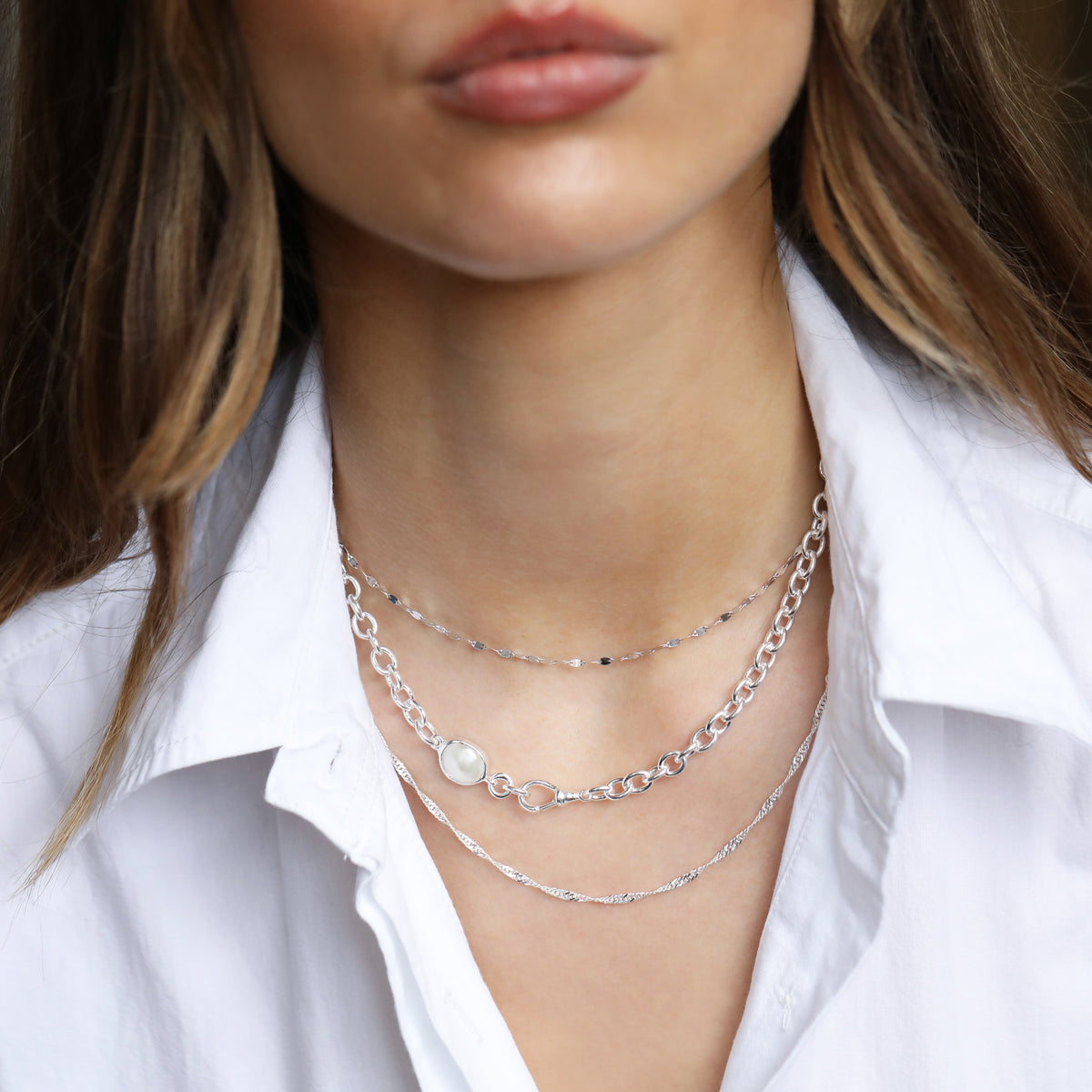 Luxe Pearl Albert Chain Necklace