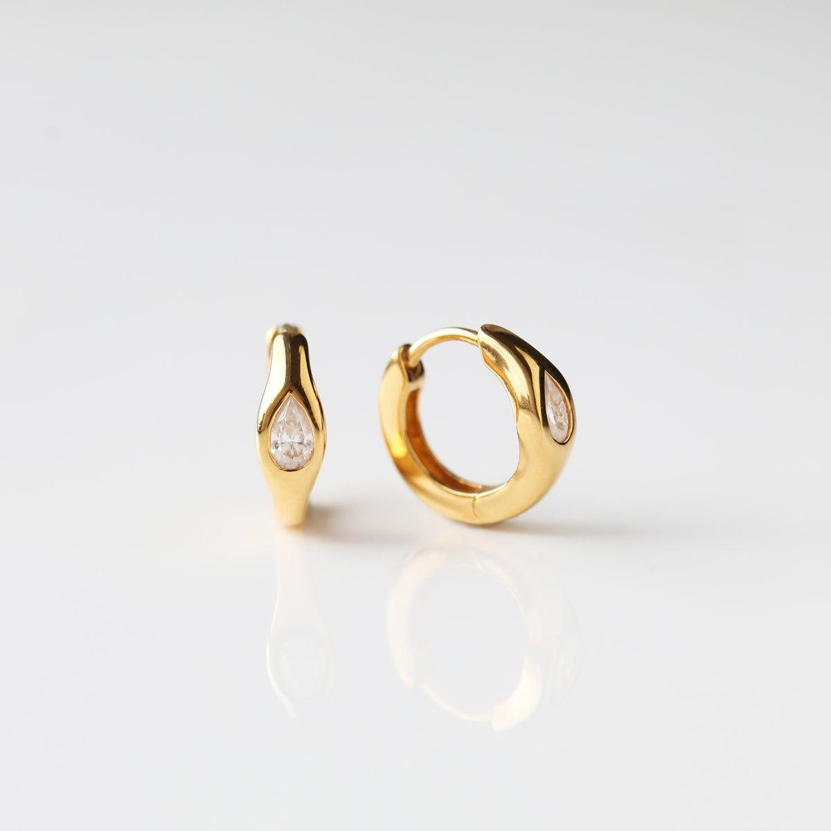 Moissanite Pear Hoop Earrings
