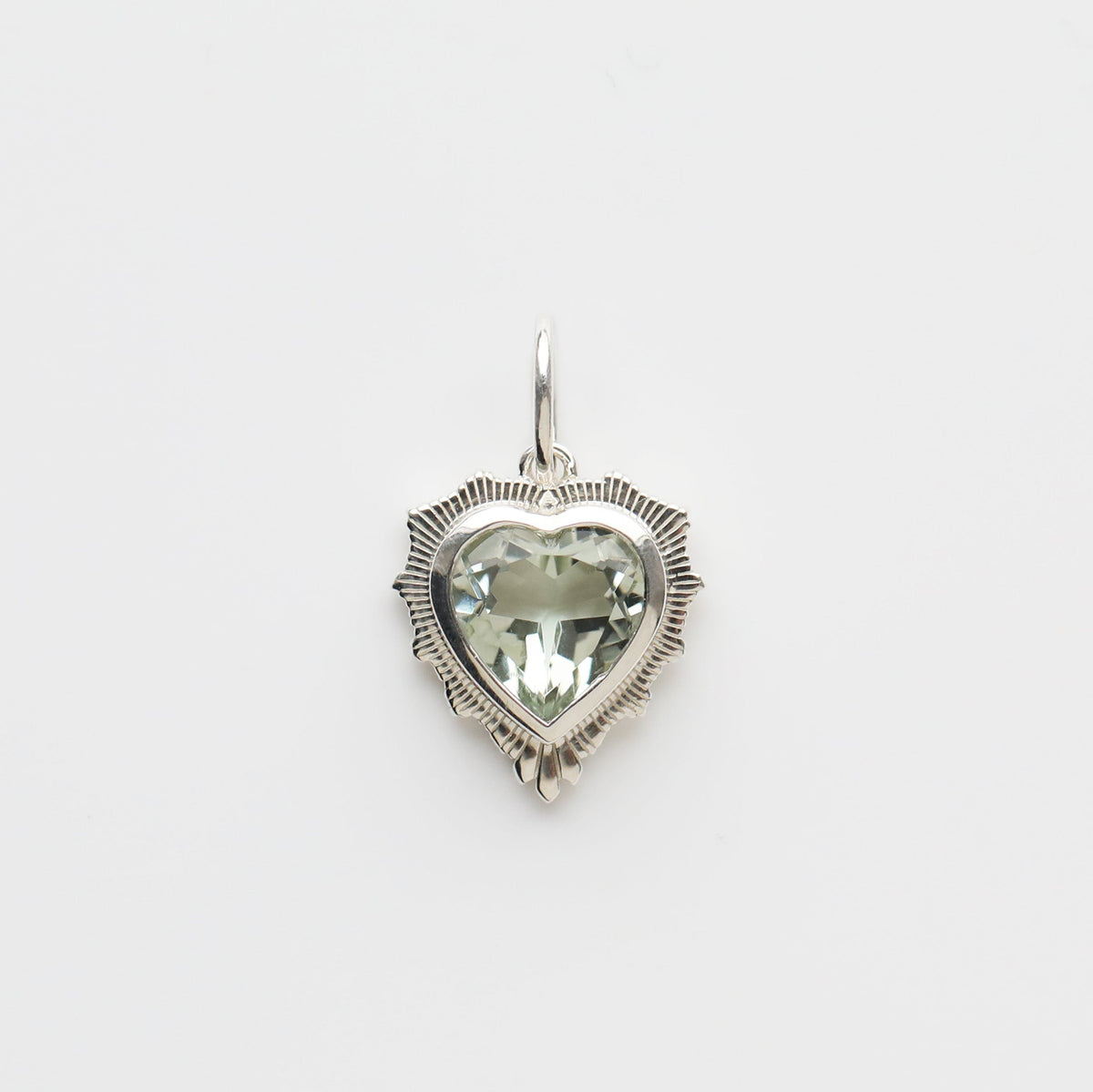 Green Amethyst Vintage Heart Pendant