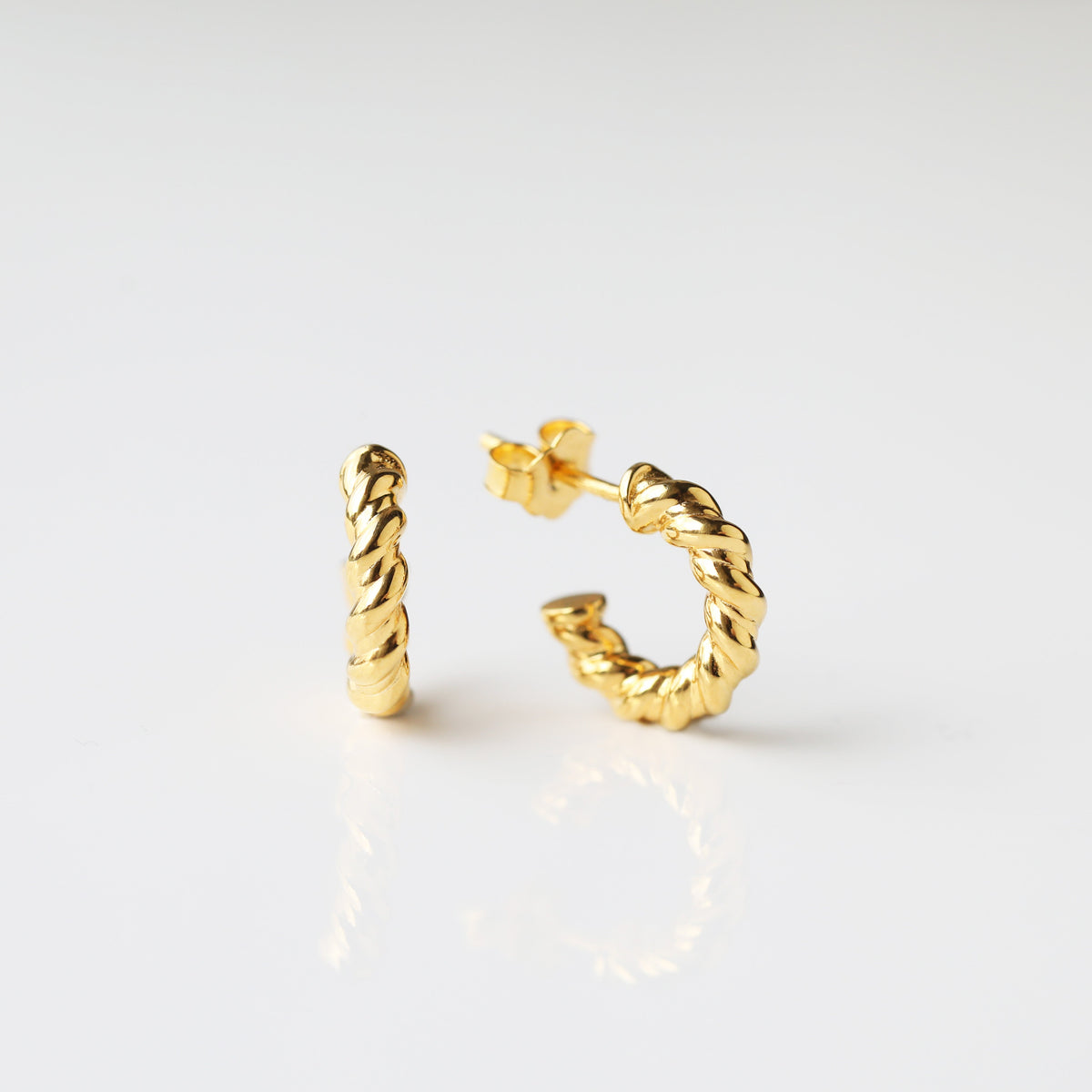 Rope Twist Huggie Hoop Earrings