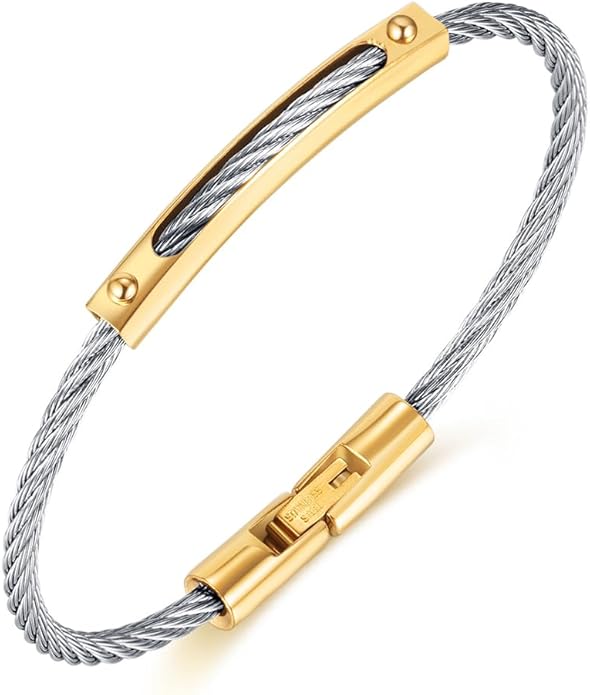 18K Gold & Silver two tone Classic Bangle