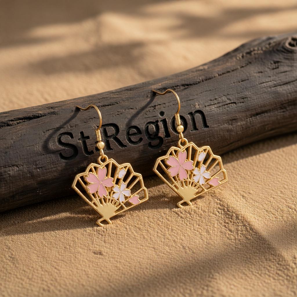 Enamel & 18K Gold-Plated Flower Fan Drop Earrings
