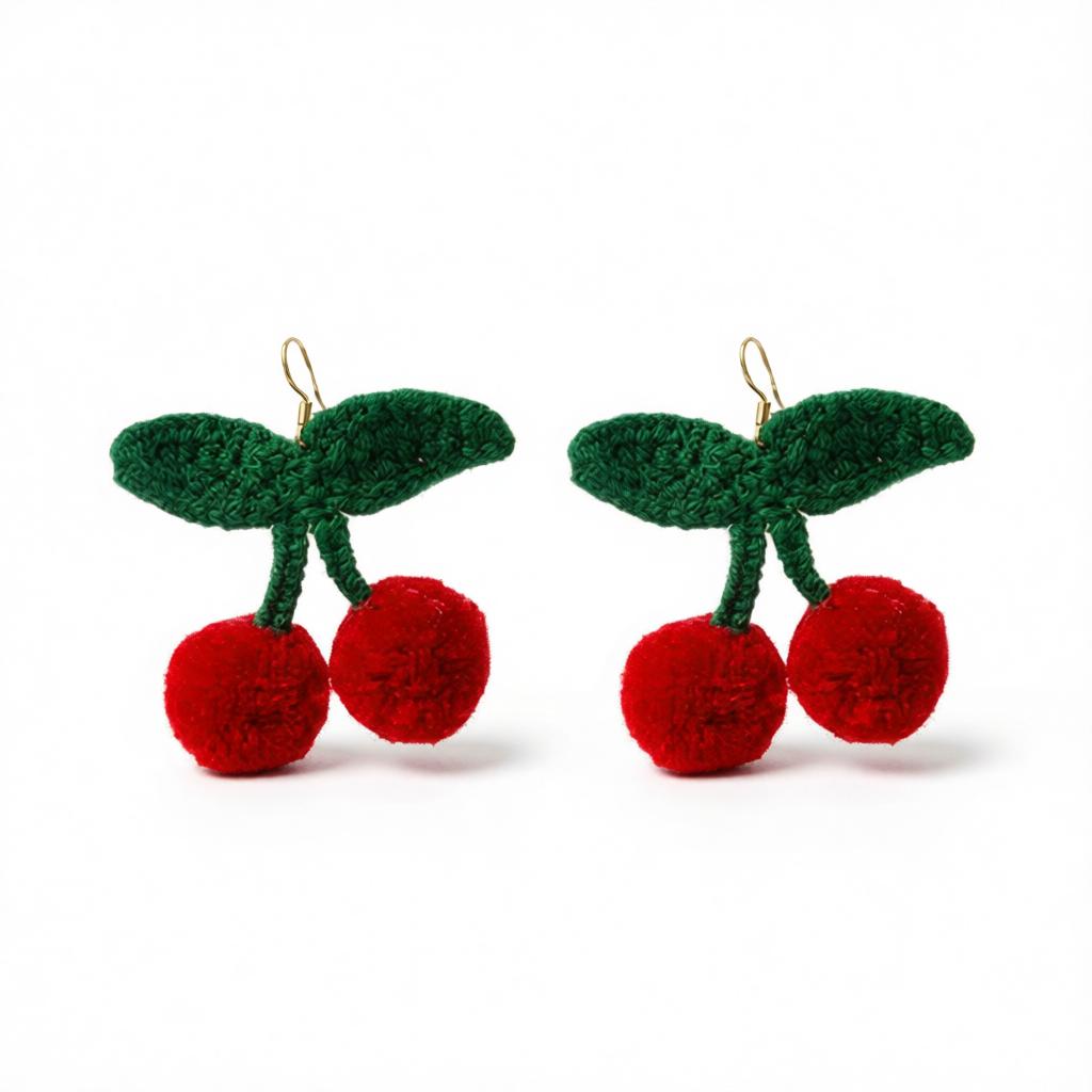 Red & Green Cherry Drop Earrings