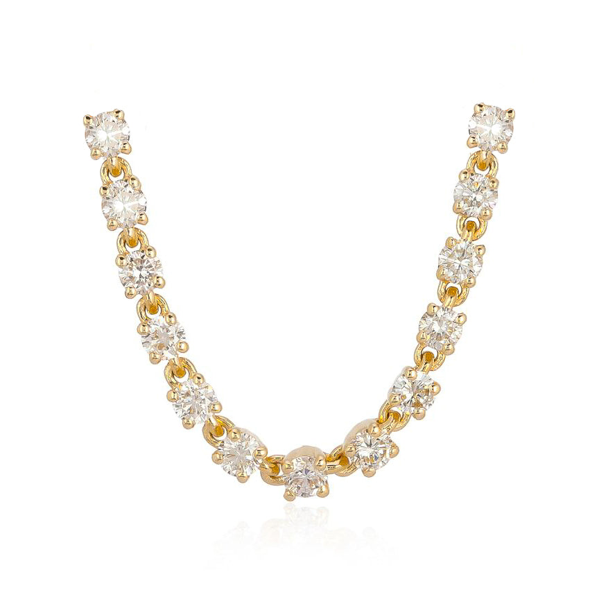 Gold Large Prong Diamond Connecting Earring