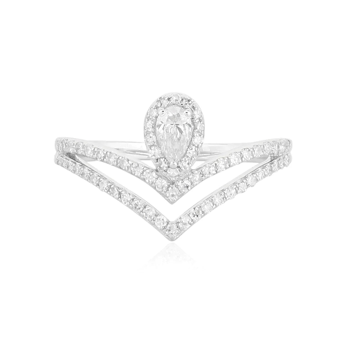 Gold Pear Diamond Chevron Ring