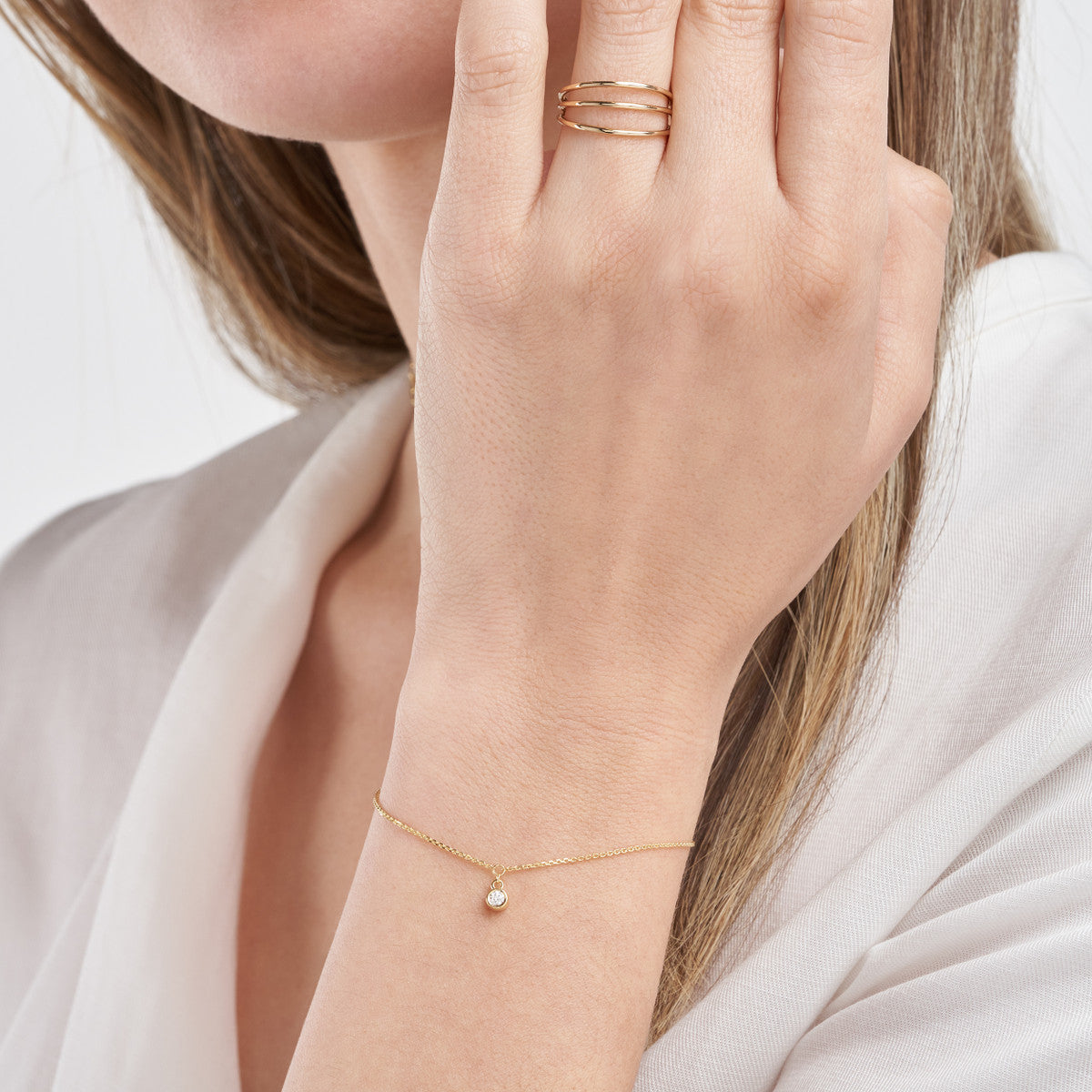 Bezel Diamond Charm Bracelet