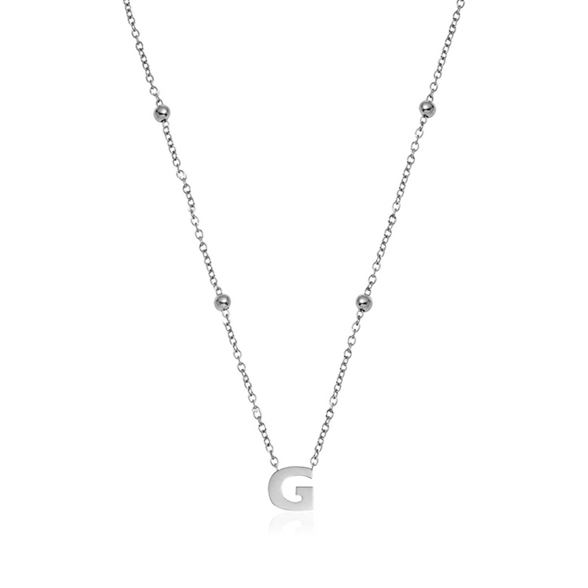 Mini Letter Sphere Chain Necklace (Silver)