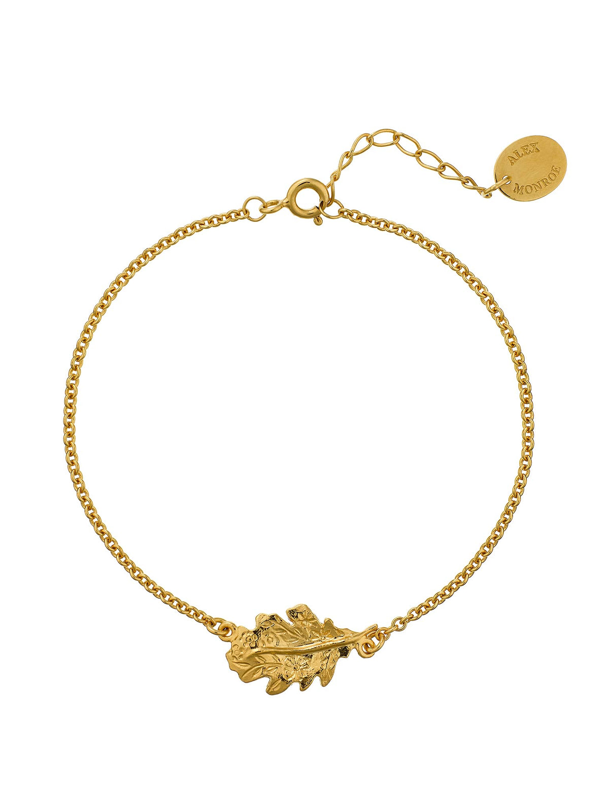 Floral Engraved Oak Leaf Inline Bracelet