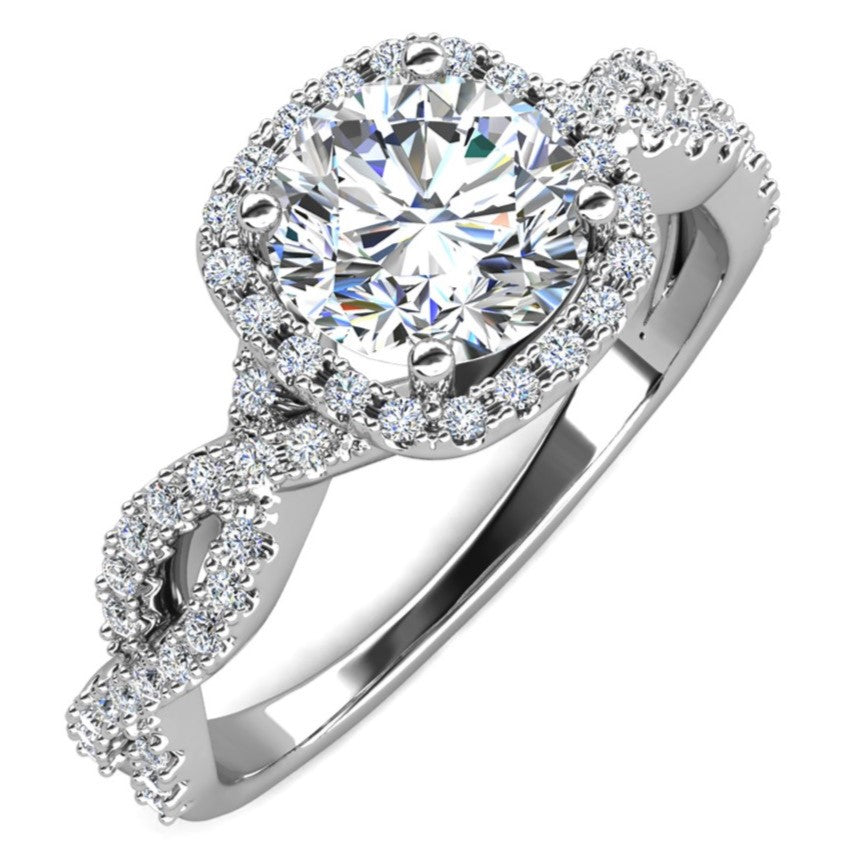 Moissanite by Cate & Chloe Octavia 1.15ctw Round Cut 925 Sterling Silver 18k White Gold Plated Forever Engagement Ring