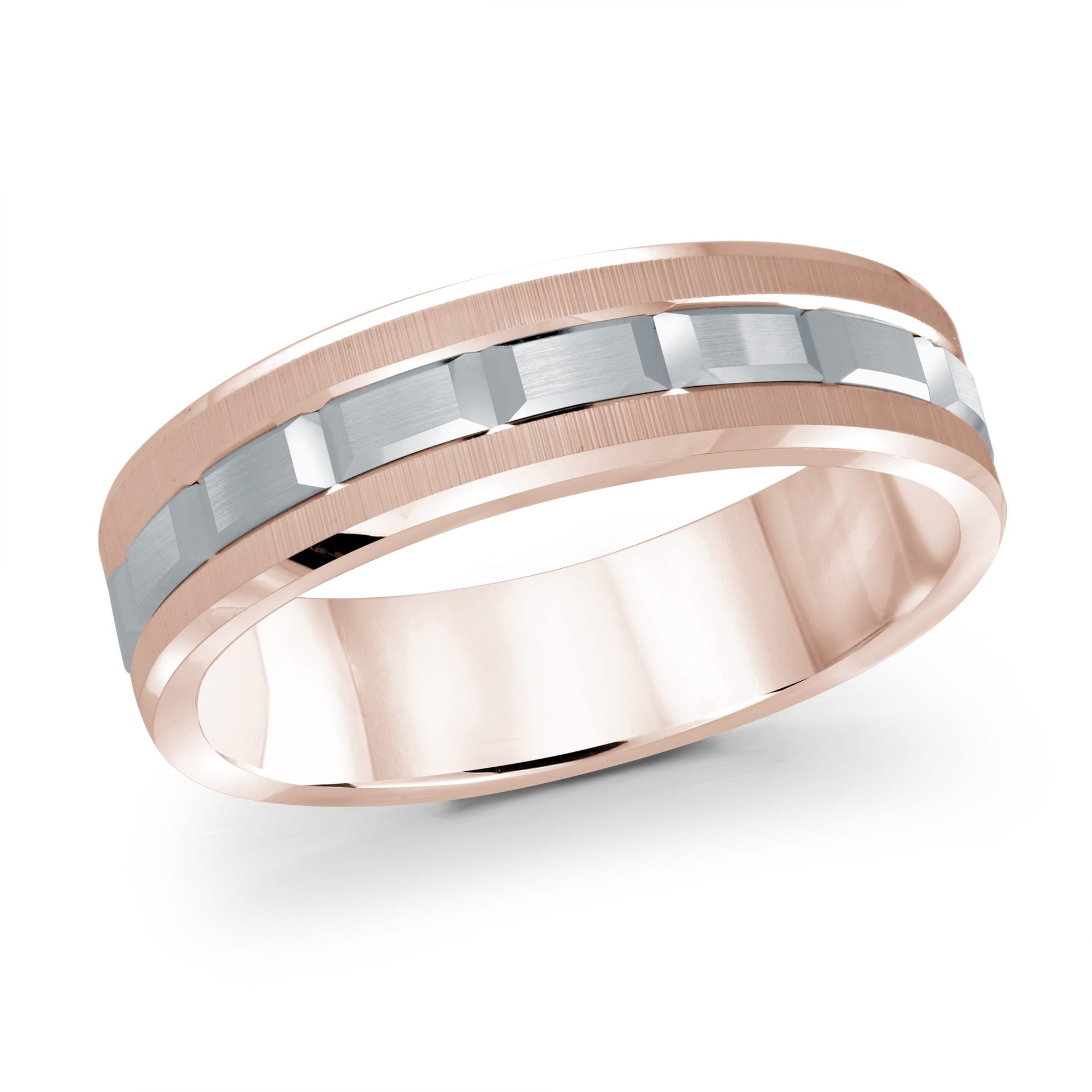 14K Rose Gold with 14K White Gold Ring from the Executif Collection by Malo - MRD-046-6PW