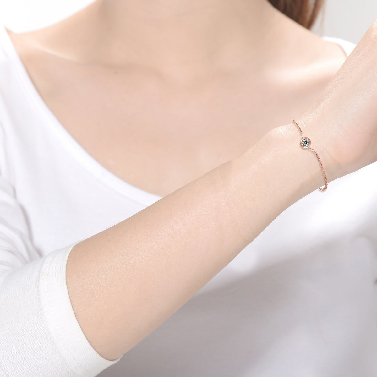 Helene Moissanite Solitaire Charm Adjustable Bracelet