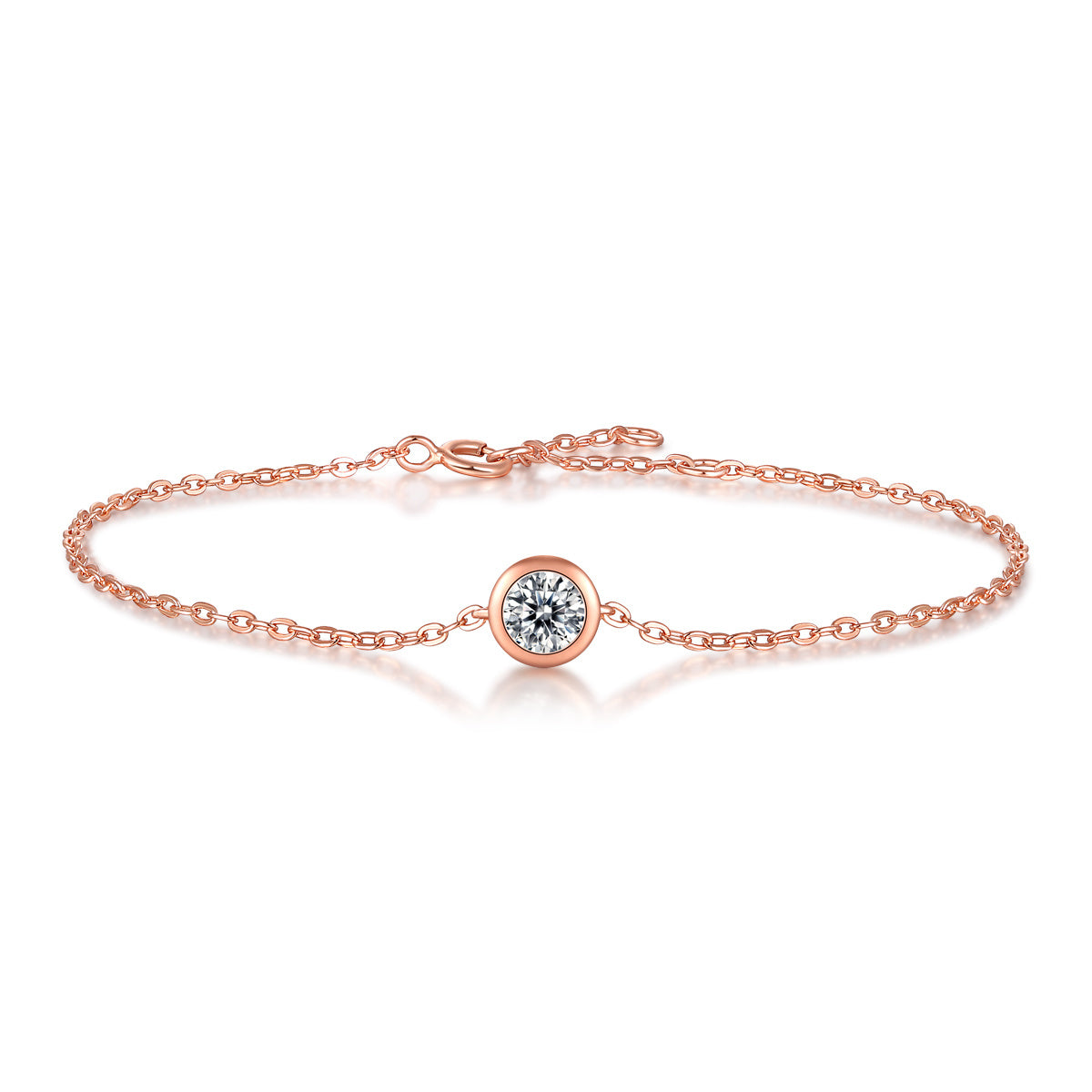 Helene Moissanite Solitaire Charm Adjustable Bracelet