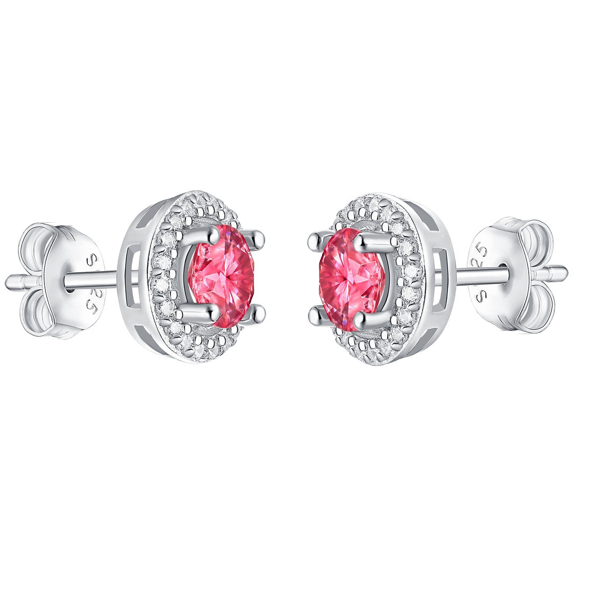 Juliette Moissanite Couture Round Pink Stud Earrings