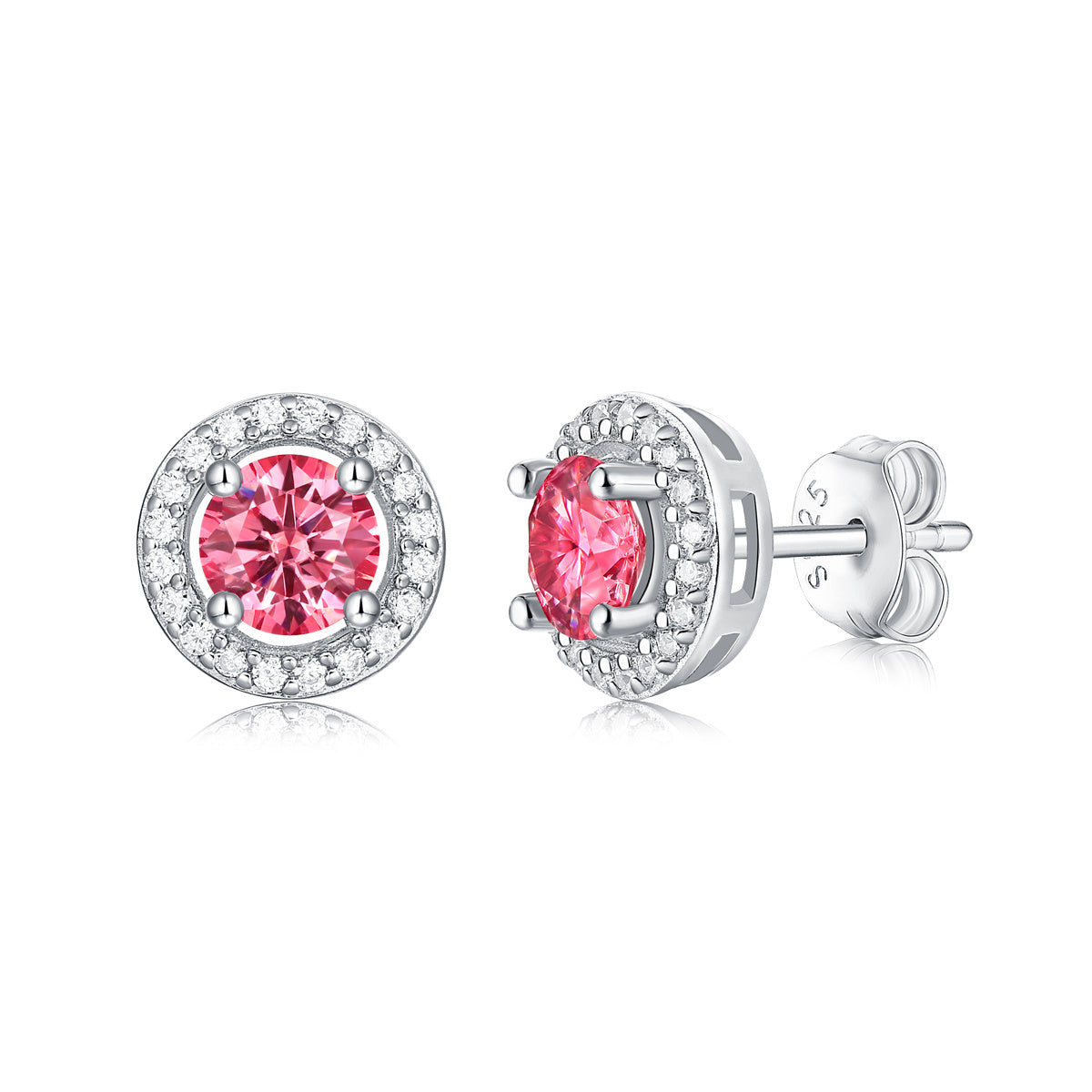 Juliette Moissanite Couture Round Pink Stud Earrings