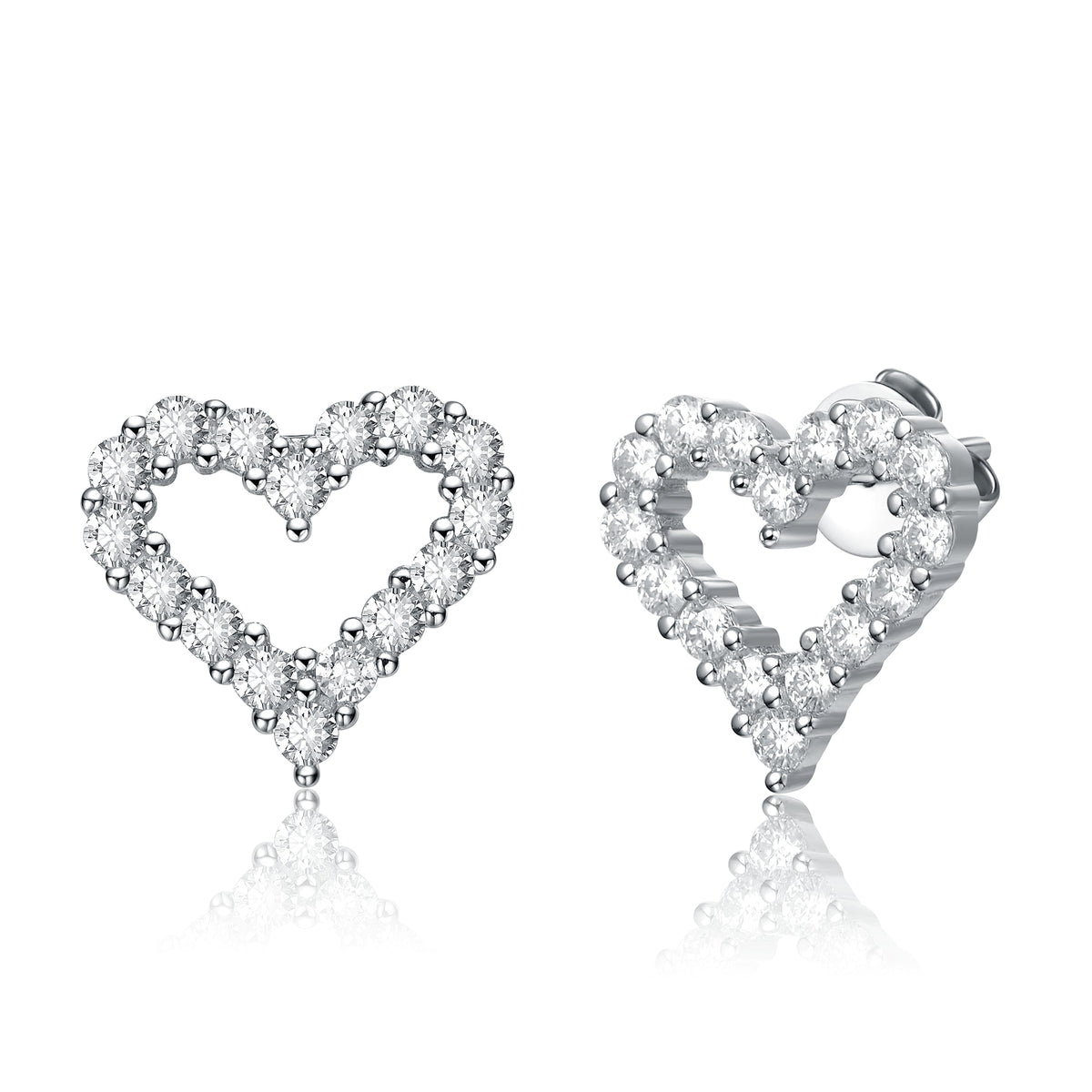 Lucie French Pave Heart Halo Stud Earrings
