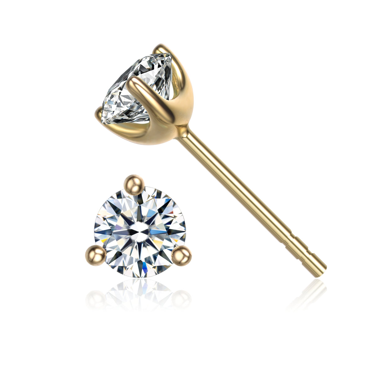 Monfort Moissanite 3-Prong Martini Stud Earrings