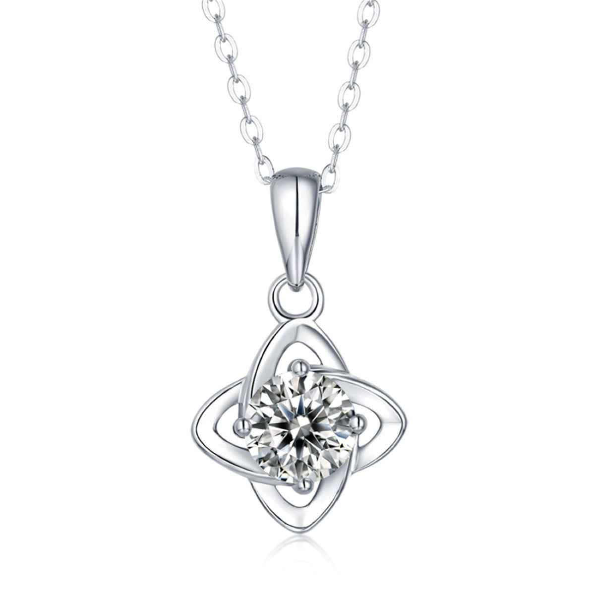 Claire Solitaire 4-Pointed Orbital Star Pendant Necklace