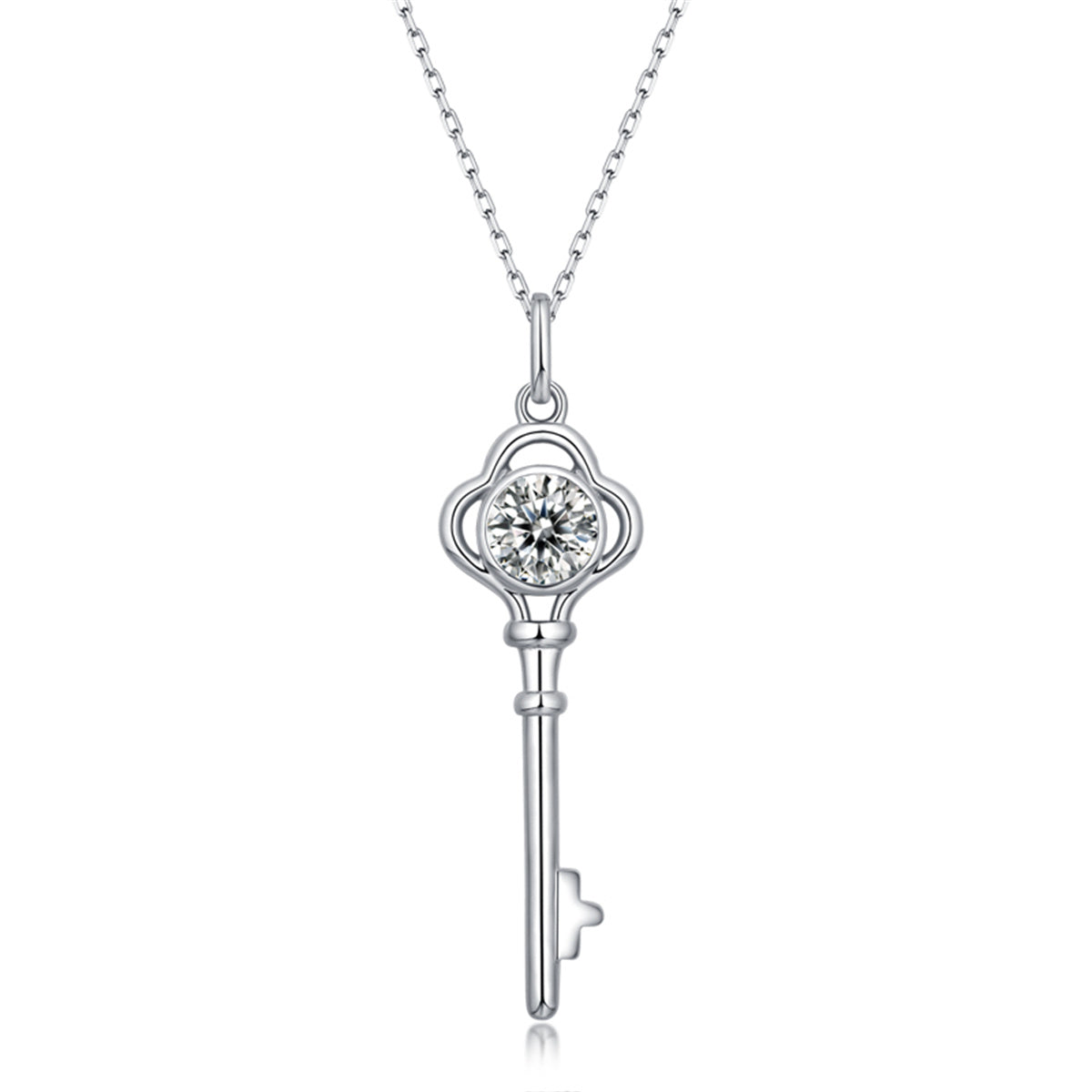 Monique Moissanite Vintage Key Pendant Necklace