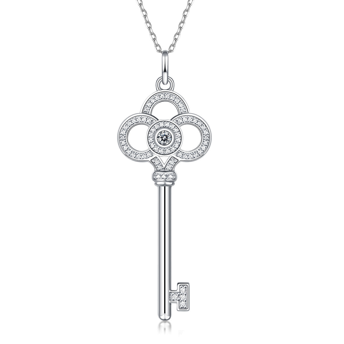 Fleur Skeleton Key Eternity Circle Pendant Necklace