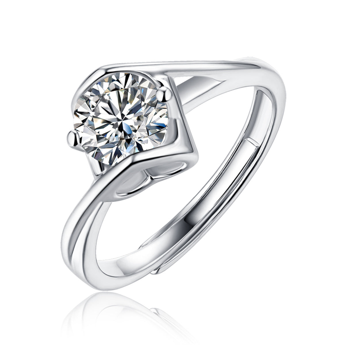 Helene Solitaire Bypass Moissanite Twist Ring