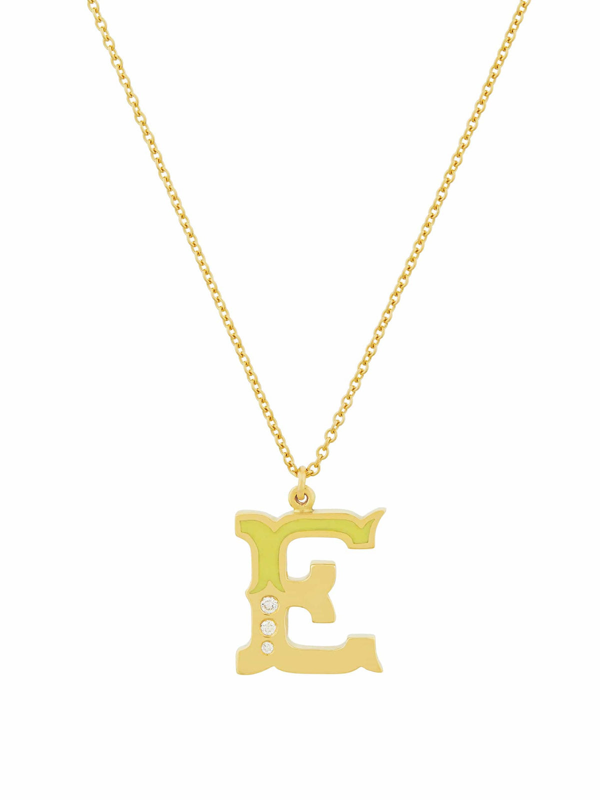 18ct Enamelled Letter E Necklace