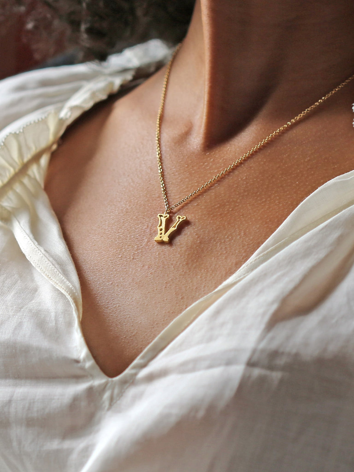 Just My Type Letter V Necklace