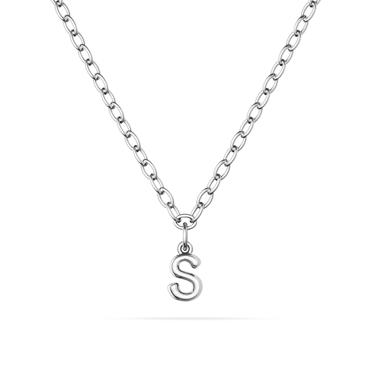 Fine Molten Initial Necklace (Silver)