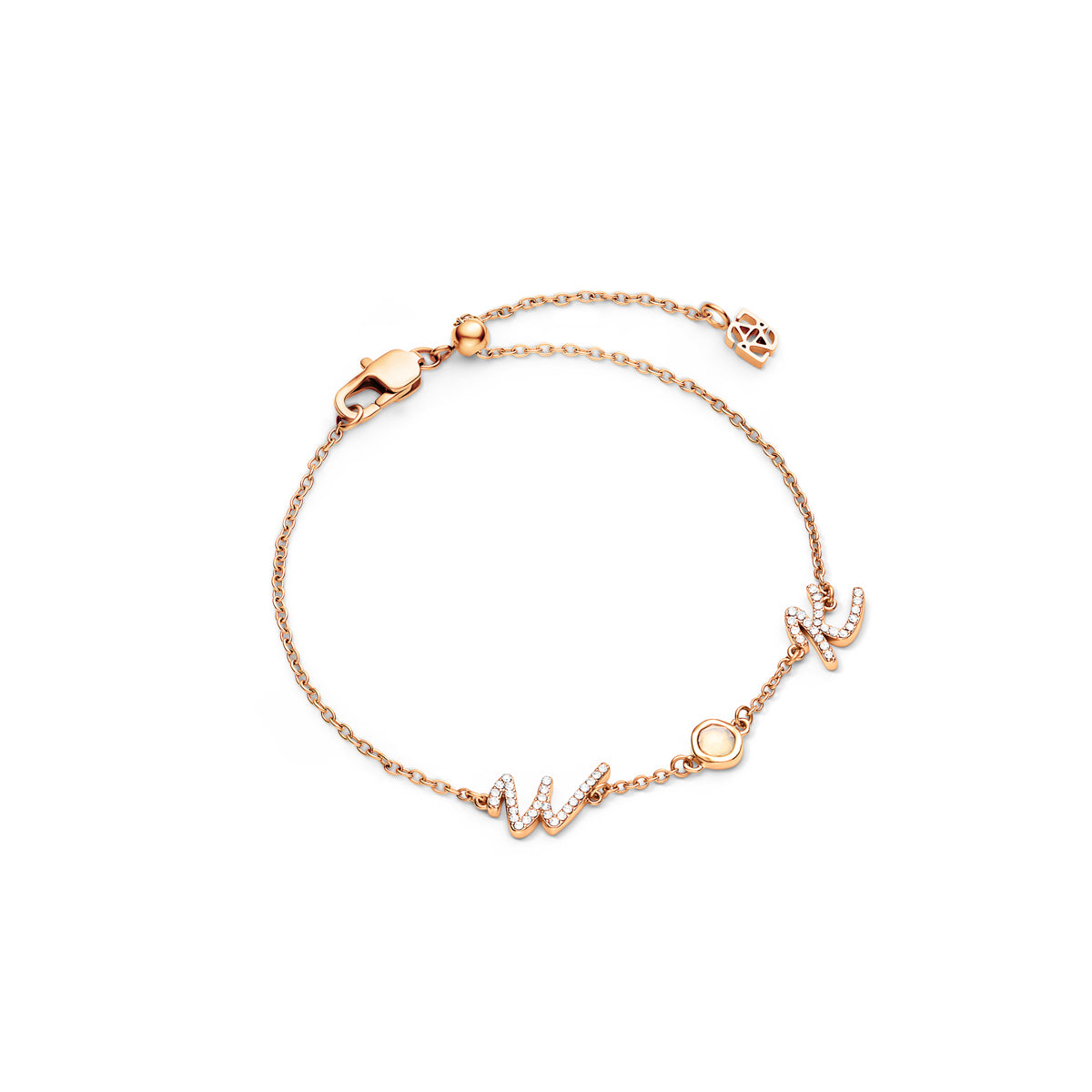 Made Mine Initials & Birthstone Bracelet (Rose Gold)