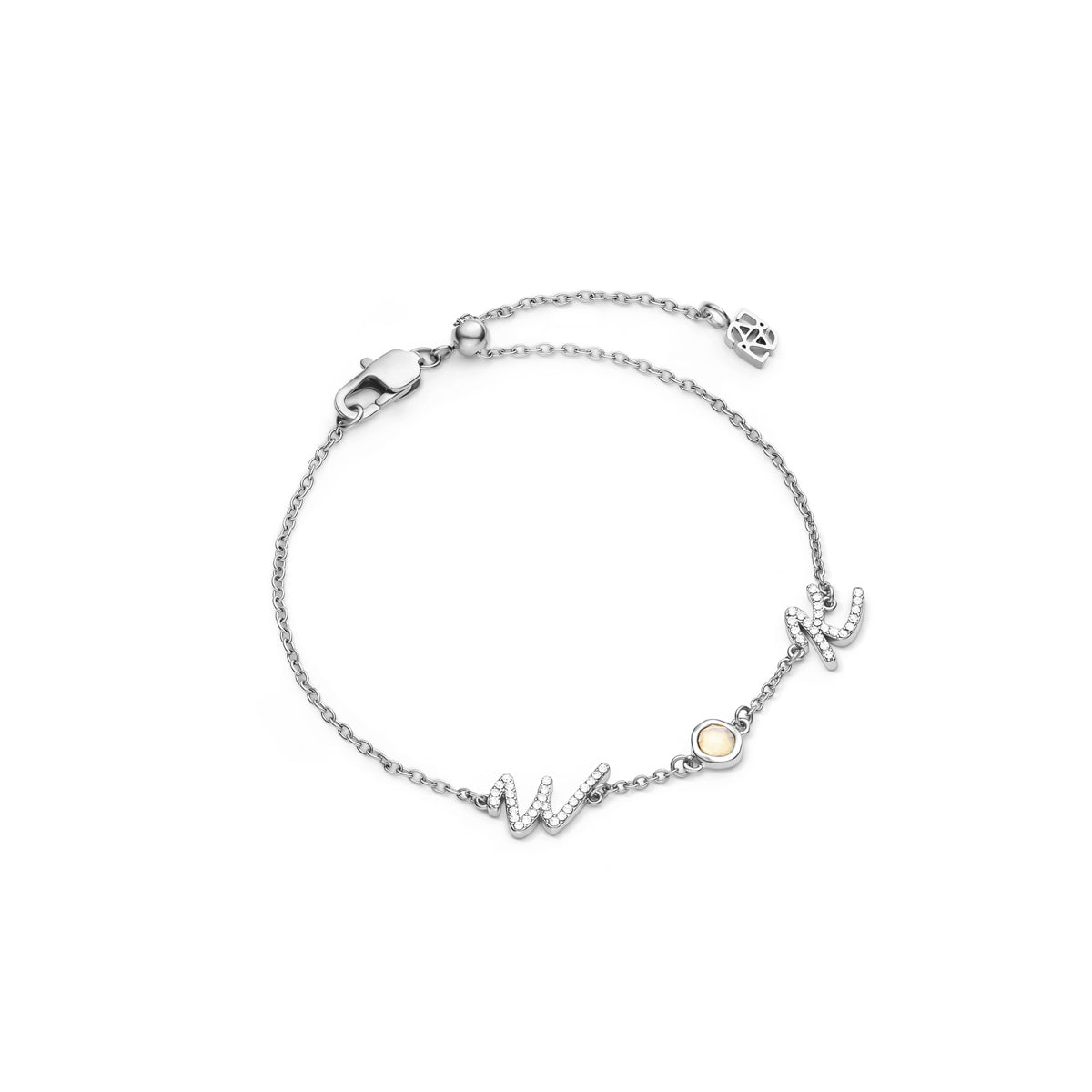 Made Mine Initials & Birthstone Bracelet (Silver)