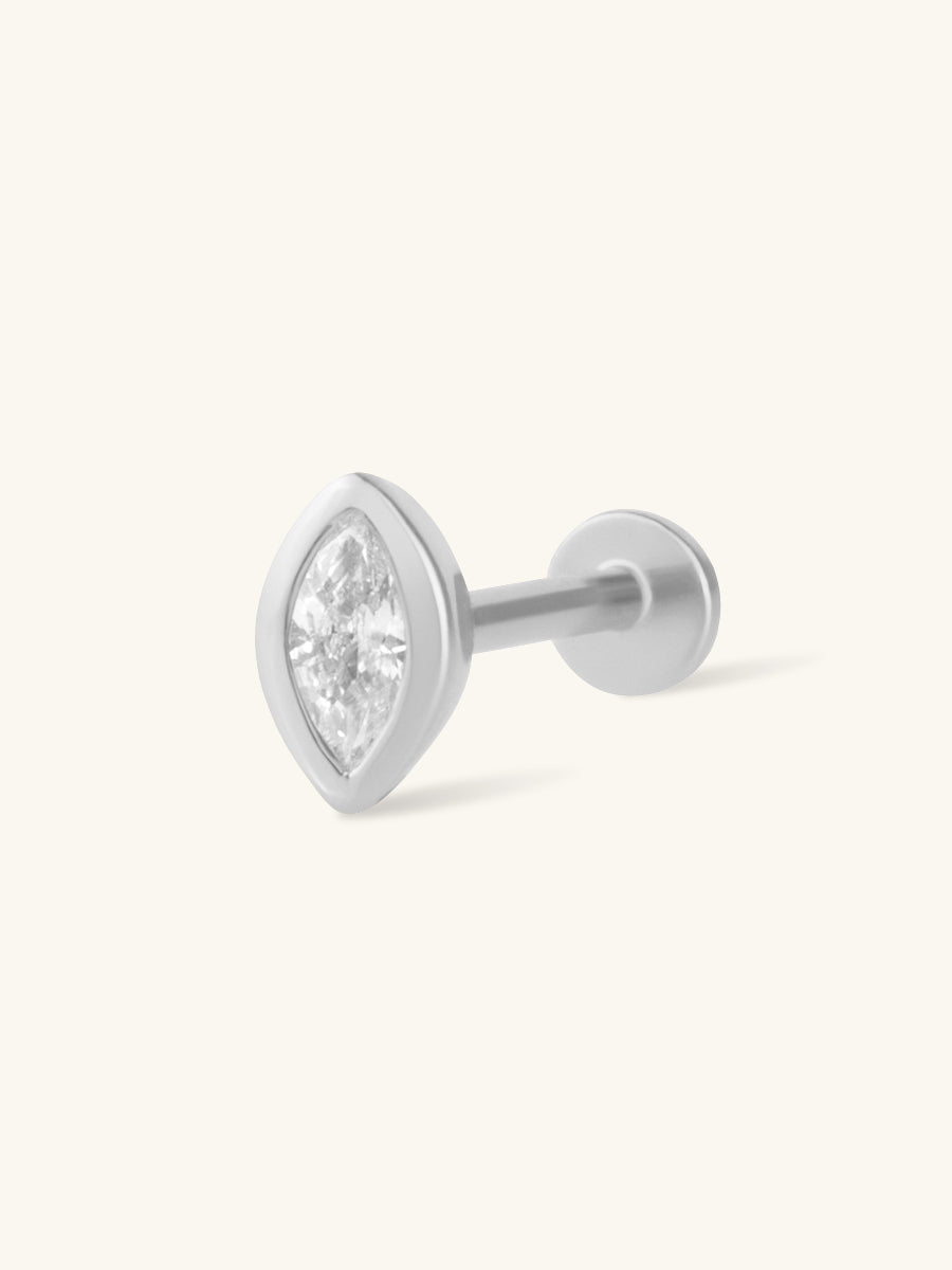 Marquise Bezel Silver Flat Back Earring